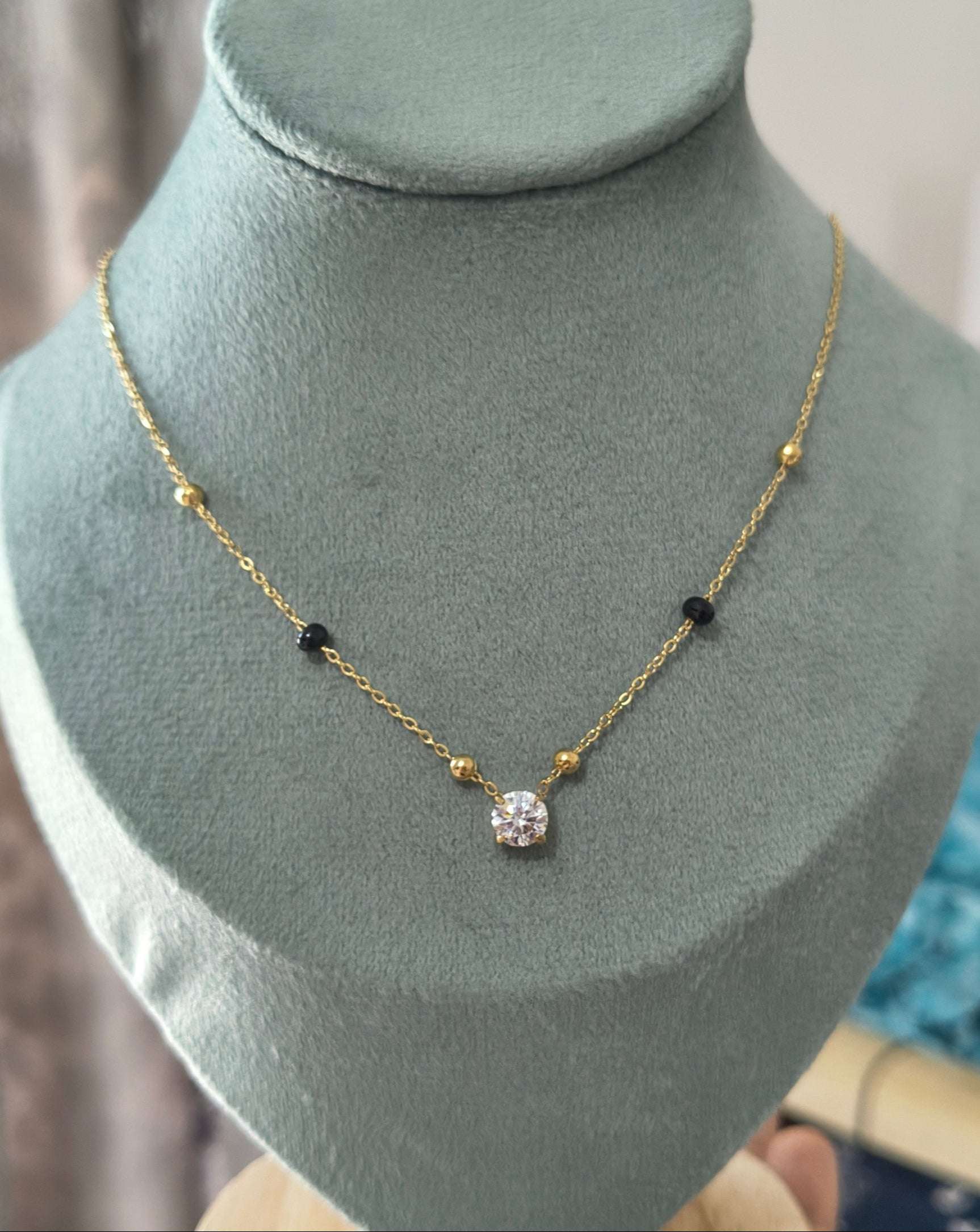 Anti Tarnish Stylish Solitaire Mangalsutra 18K Gold Plated