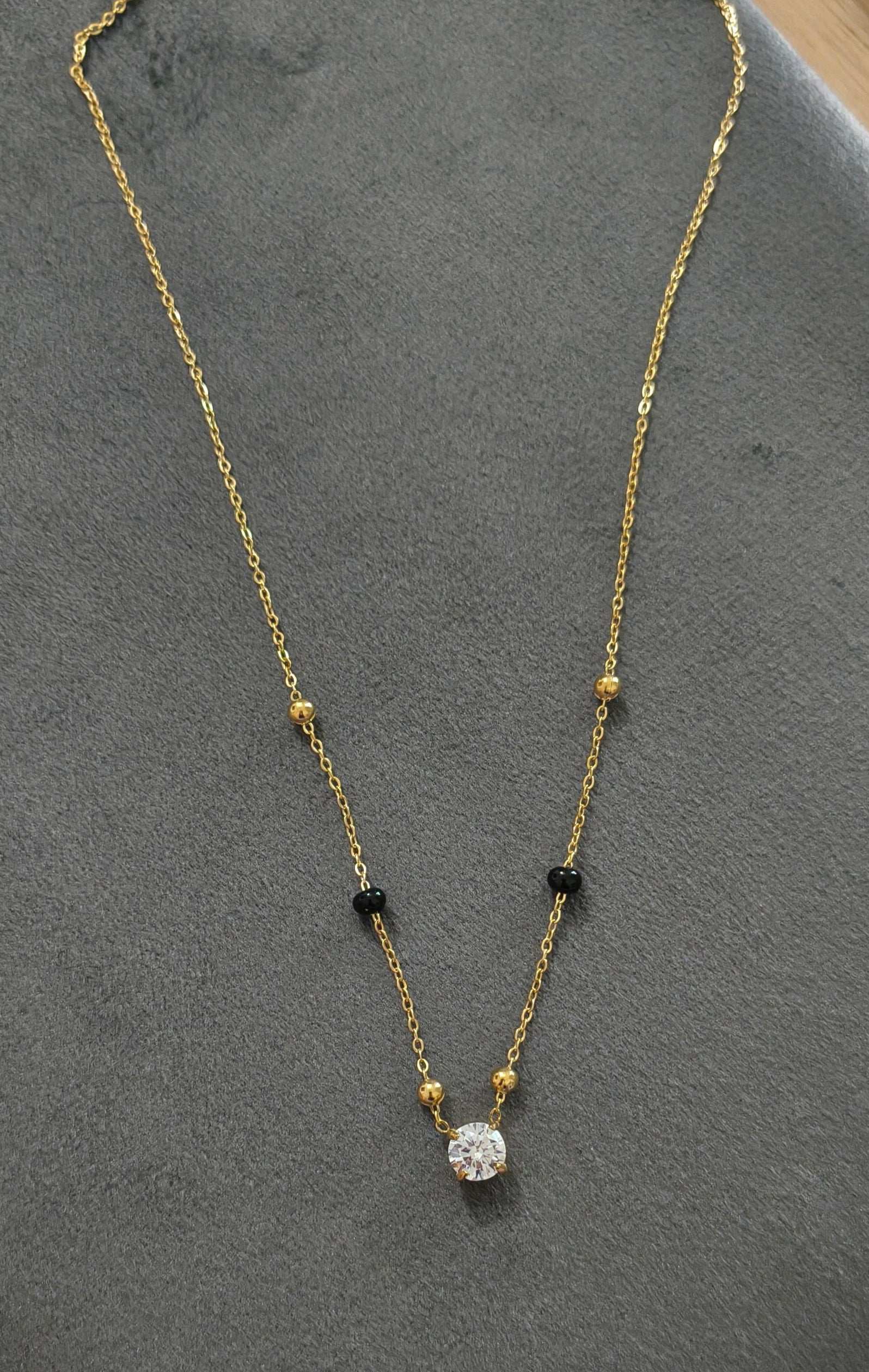 Anti Tarnish Stylish Solitaire Mangalsutra 18K Gold Plated