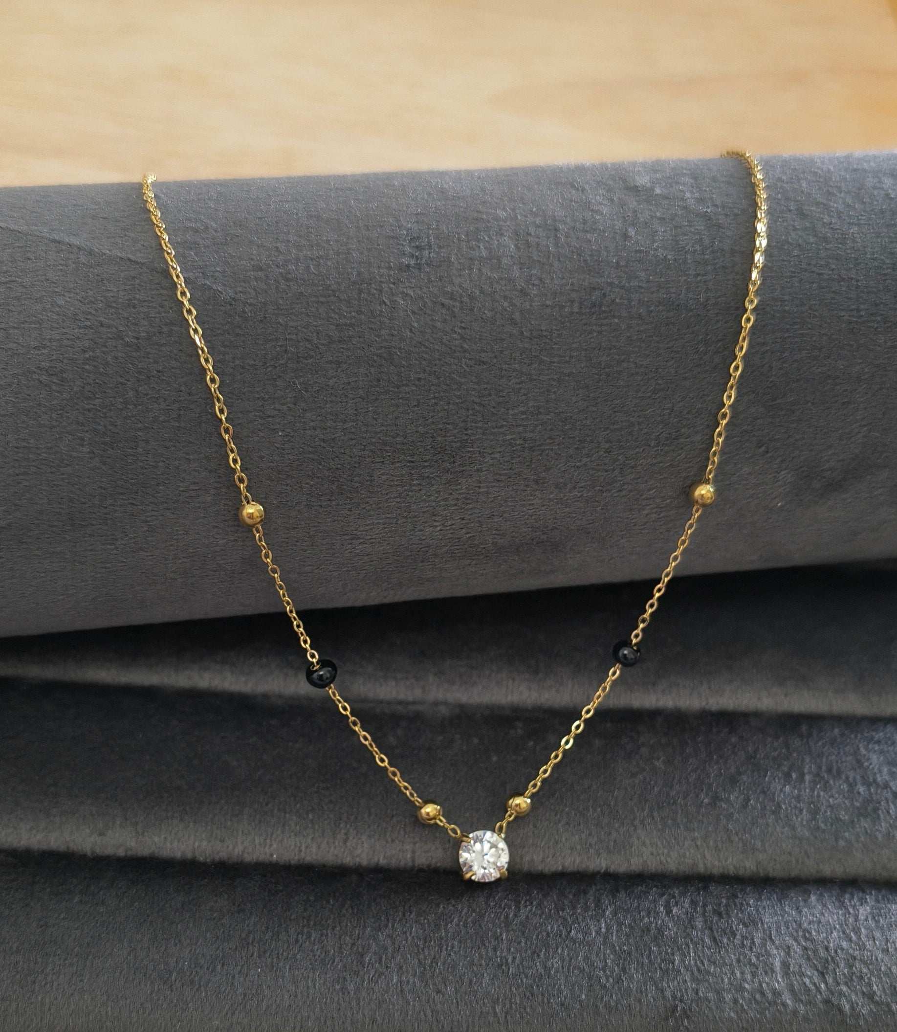 Anti Tarnish Stylish Solitaire Mangalsutra 18K Gold Plated