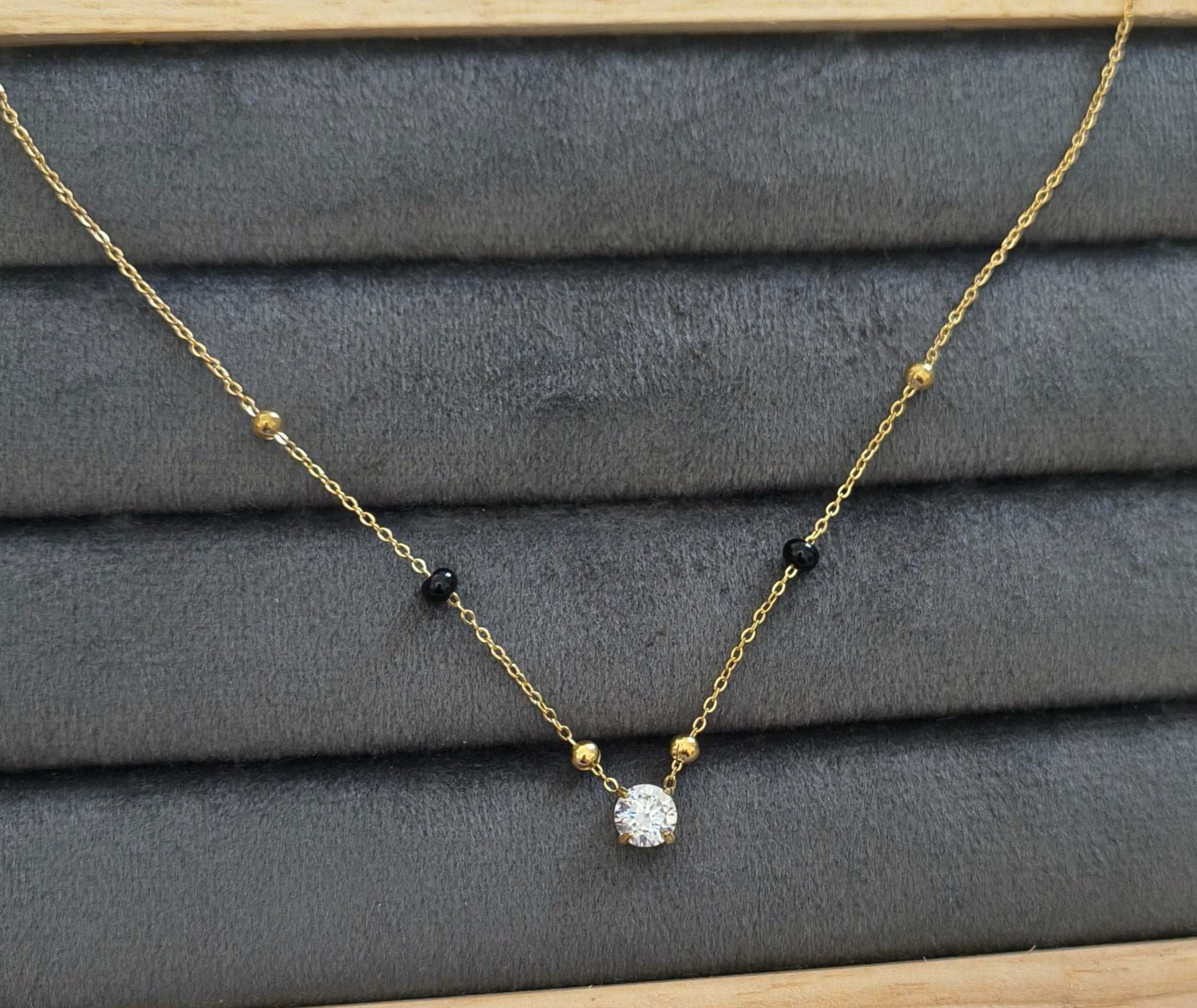 Anti Tarnish Stylish Solitaire Mangalsutra 18K Gold Plated