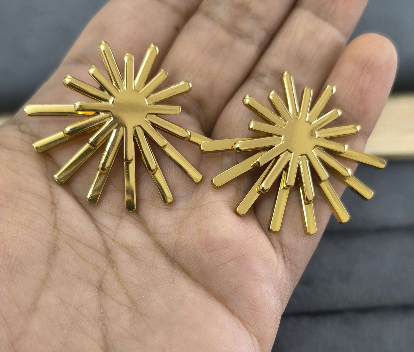 Anti Tarnish Sun Goddess 2 in 1 Style Earrings 18K Gold Plated