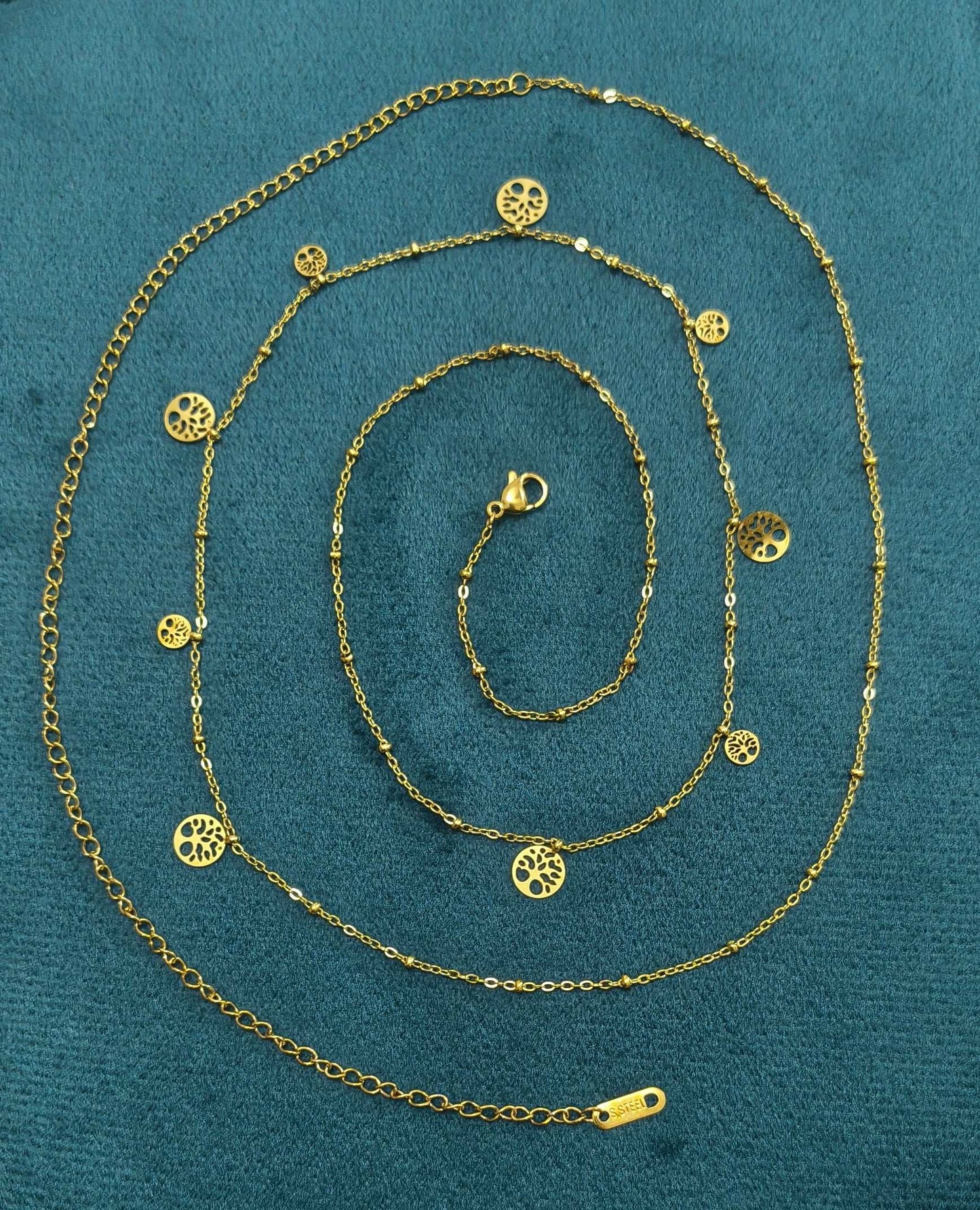 Anti Tarnish Tree Charm Waist Chain 18K Gold Plated