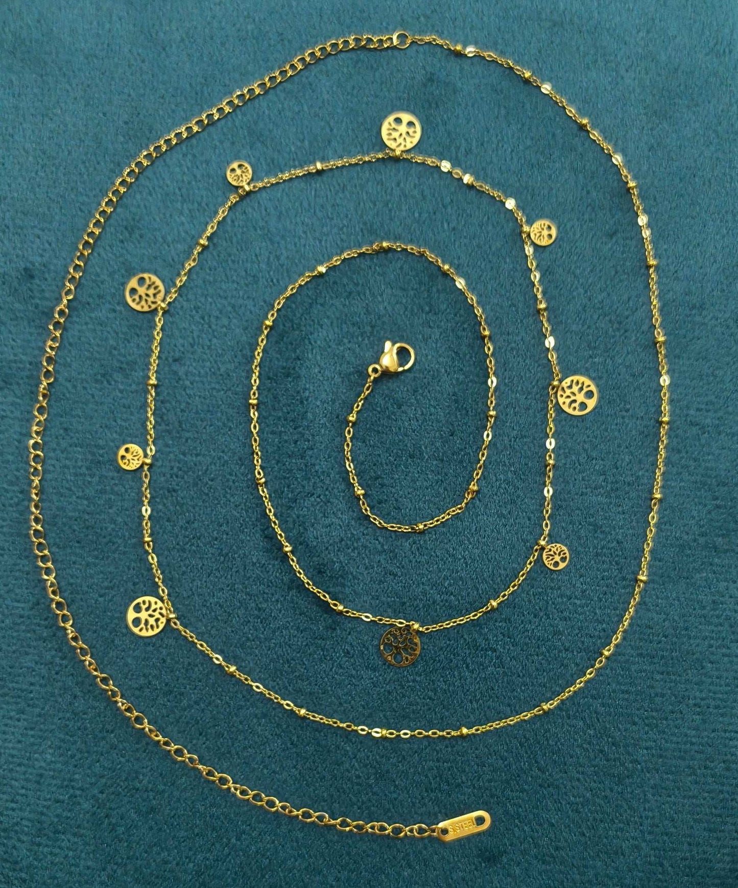 Anti Tarnish Tree Charm Waist Chain 18K Gold Plated