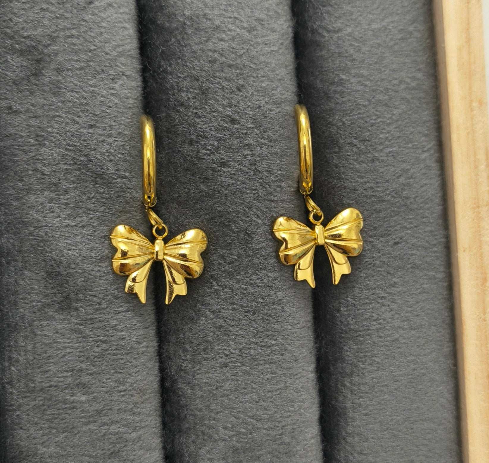 Anti Tarnish Trend Bow Dangler Earrings 18K Gold Plated