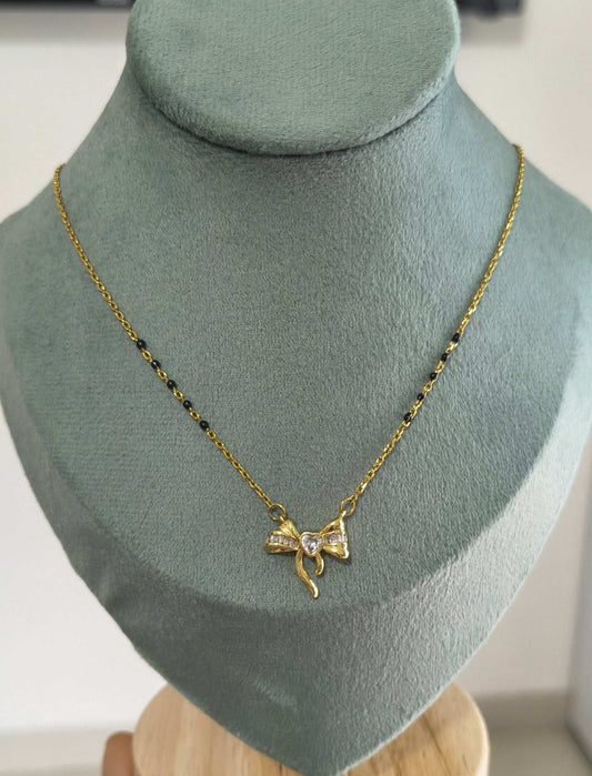 Anti Tarnish Trendy Bow Style Mangalsutra 18K Gold Plated