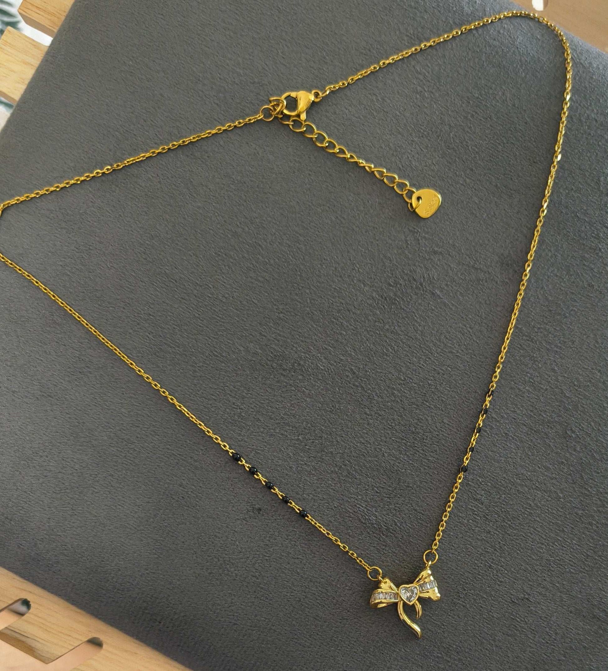 Anti Tarnish Trendy Bow Style Mangalsutra 18K Gold Plated