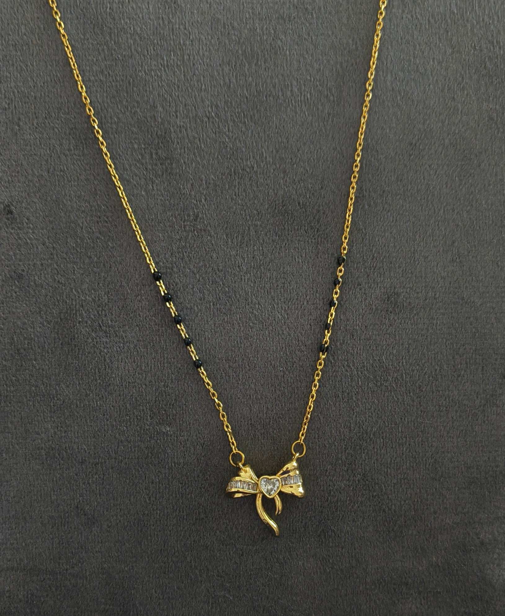 Anti Tarnish Trendy Bow Style Mangalsutra 18K Gold Plated