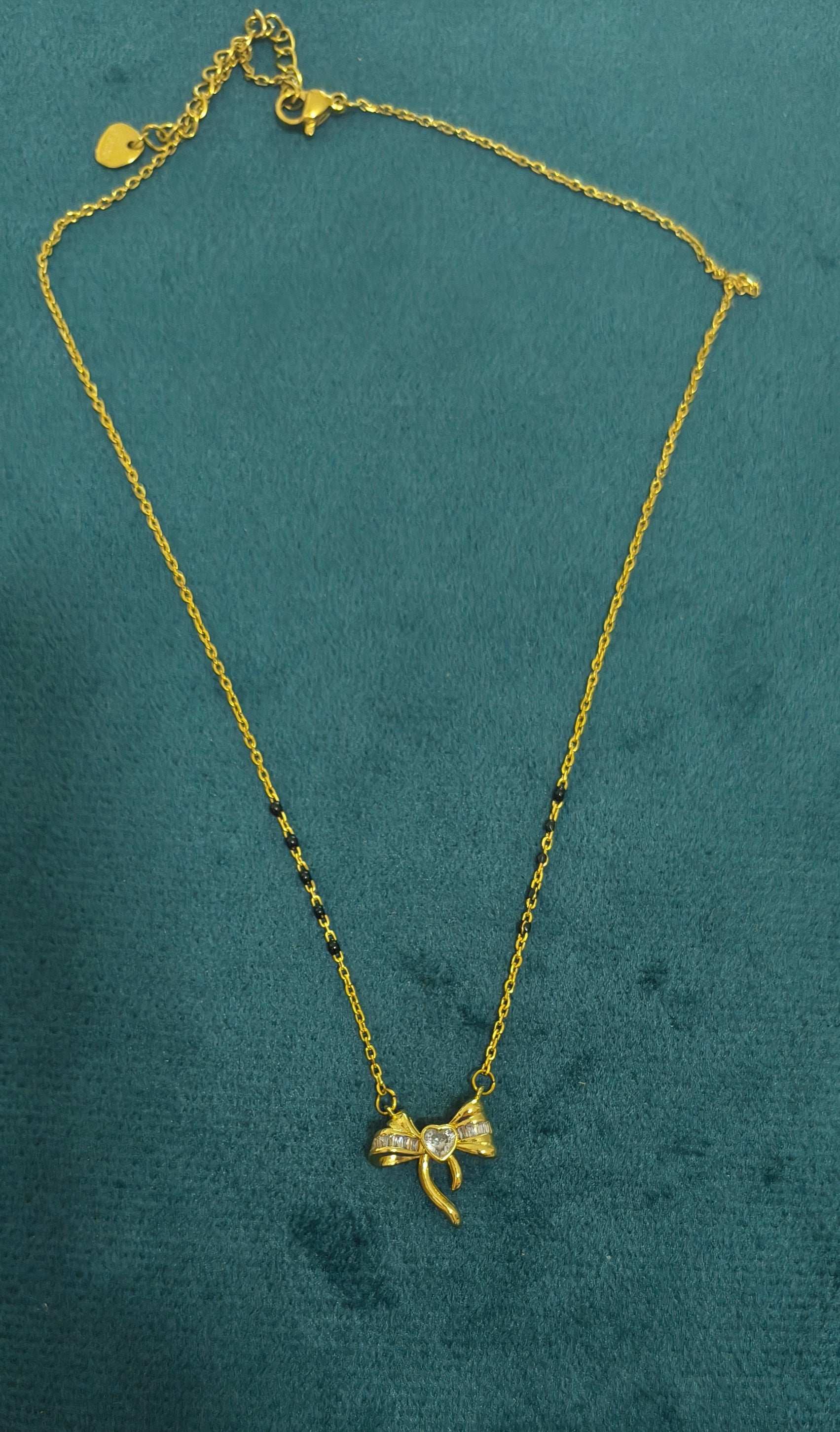 Anti Tarnish Trendy Bow Style Mangalsutra 18K Gold Plated