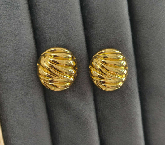 Anti Tarnish Twisted Stud Earrings 18K Gold Plated
