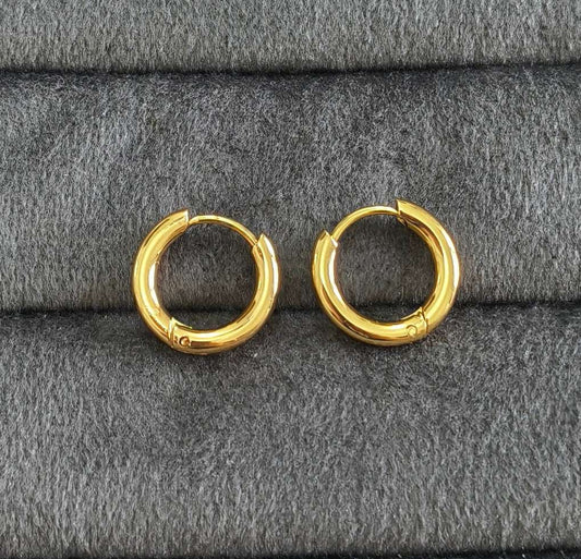 Anti Tarnish Unisex Mini Hoop Bali Earrings 18K Gold Plated