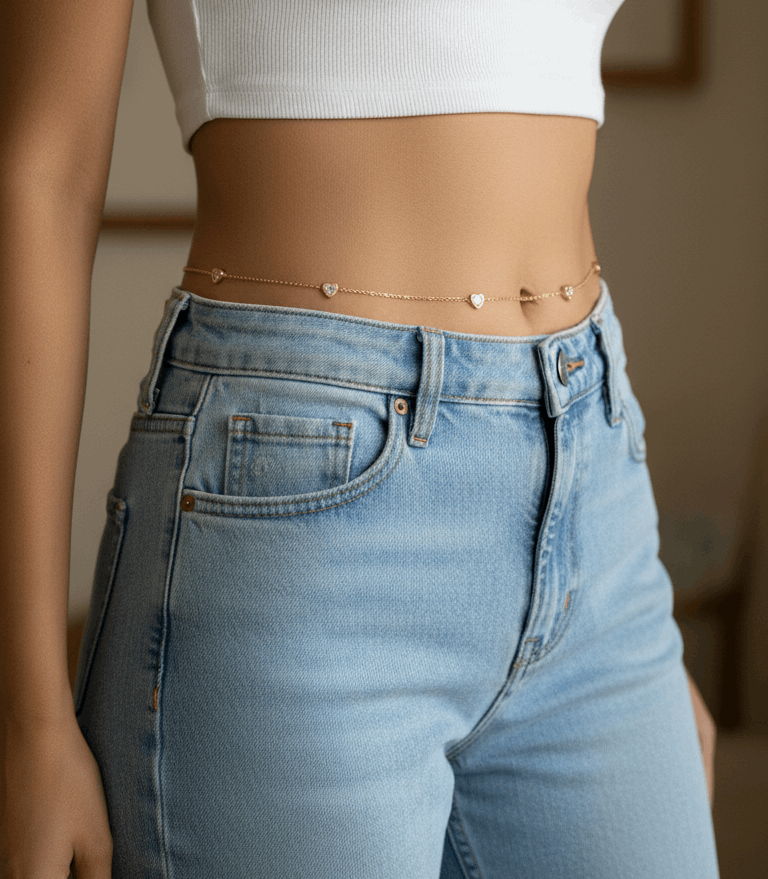 Anti tarnish Heart Charms Waist Chain 18K Gold Plated