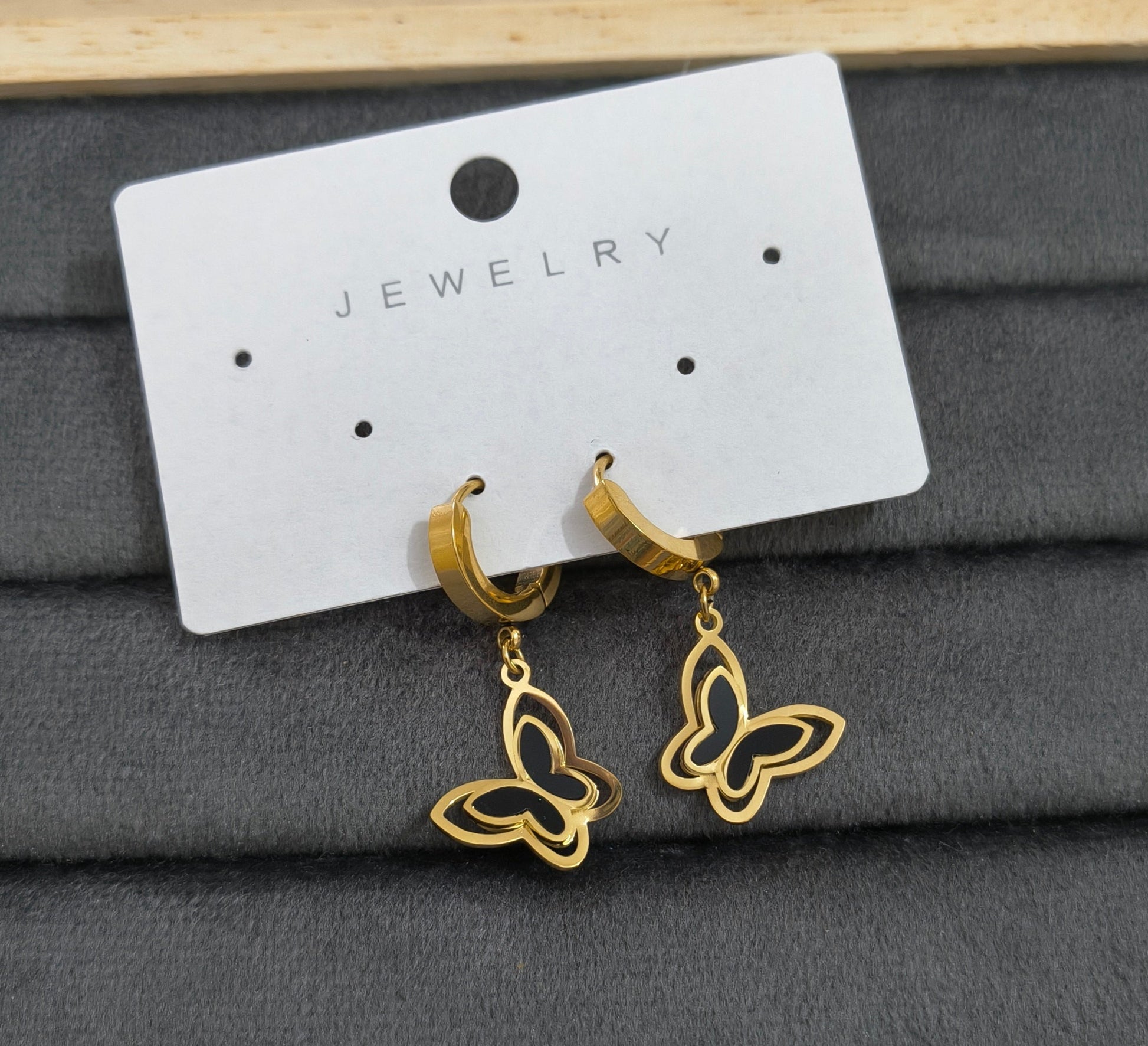 Anti Tarnish 3D Butterfly Drop 18K Gold Plated