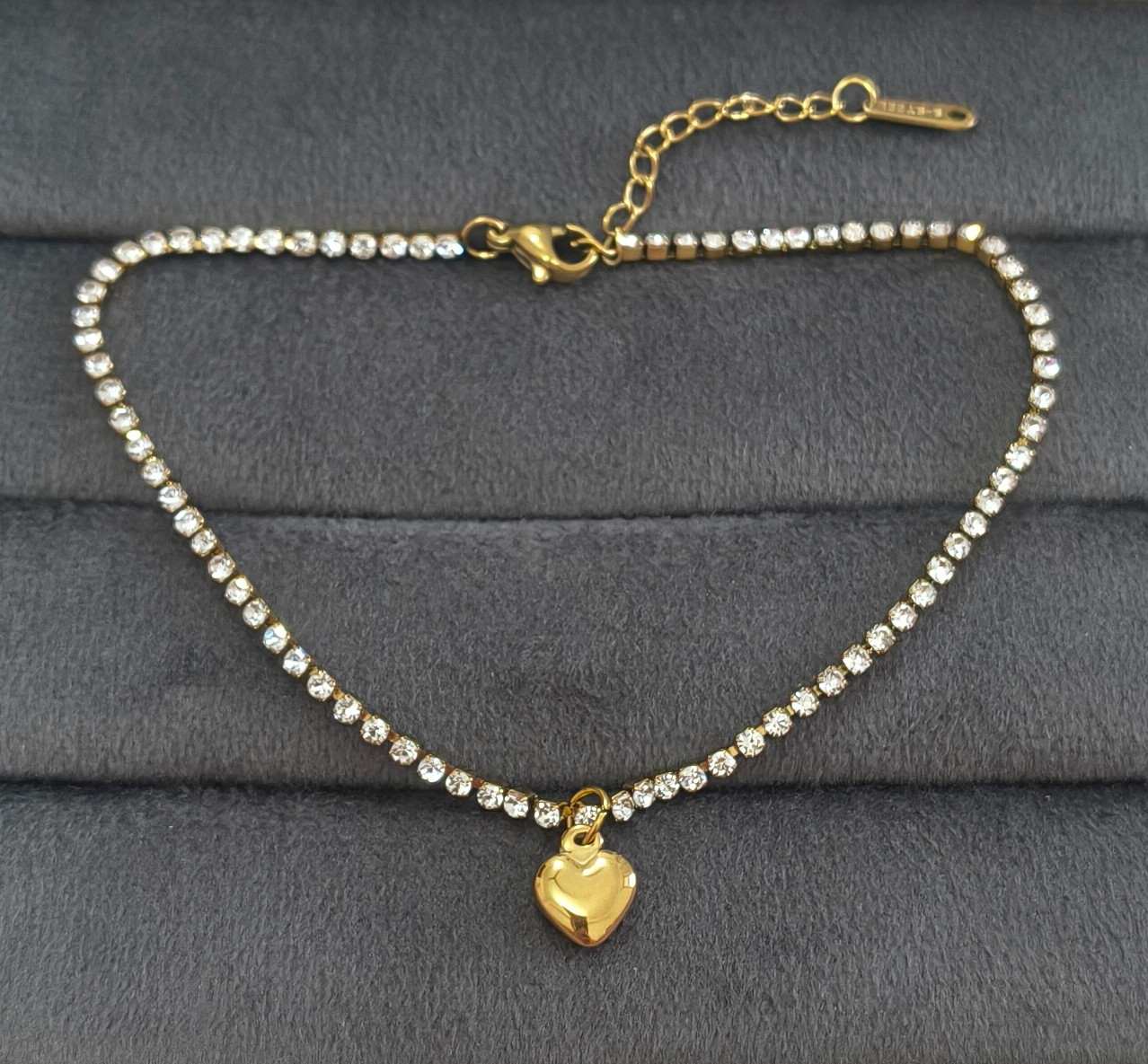 Anti Tarnish Anklet Crystal Tennis Anklet 18K Gold Plated