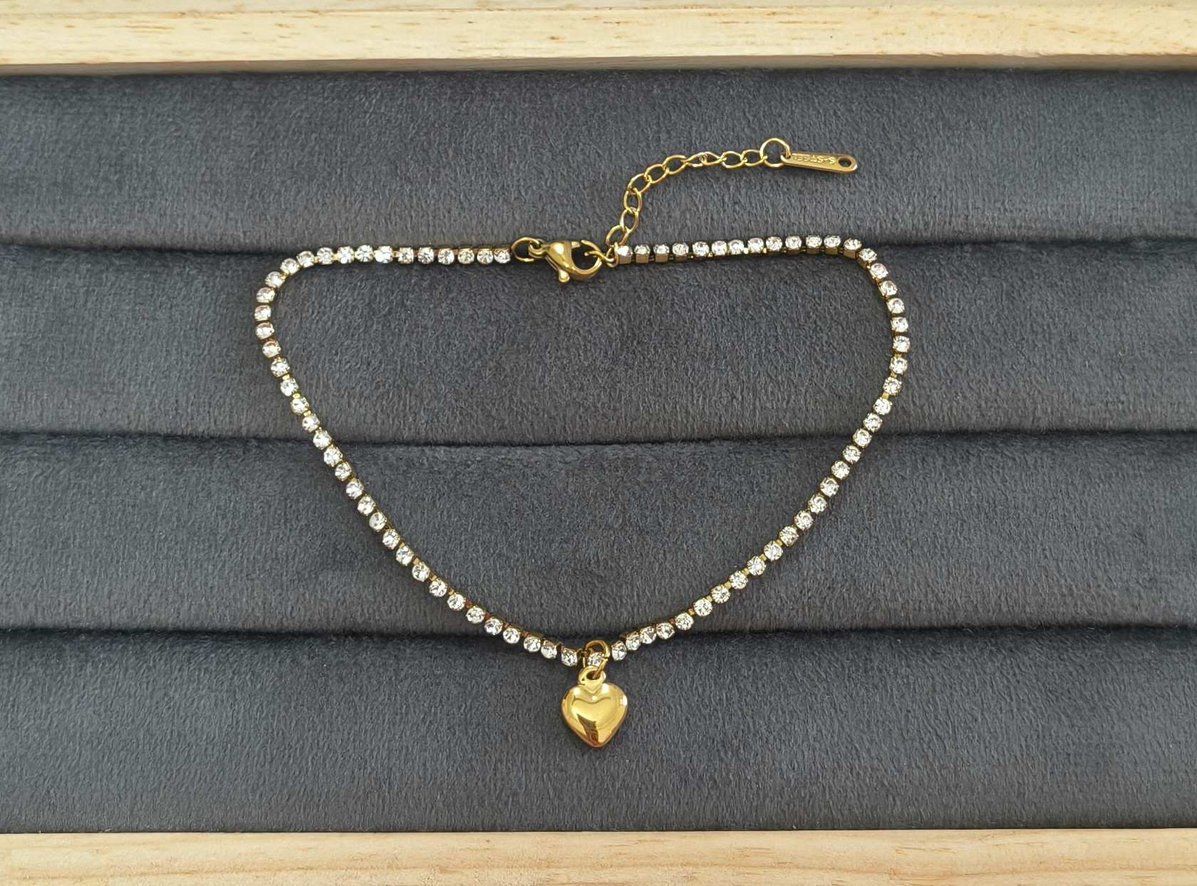 Anti Tarnish Anklet Crystal Tennis Anklet 18K Gold Plated