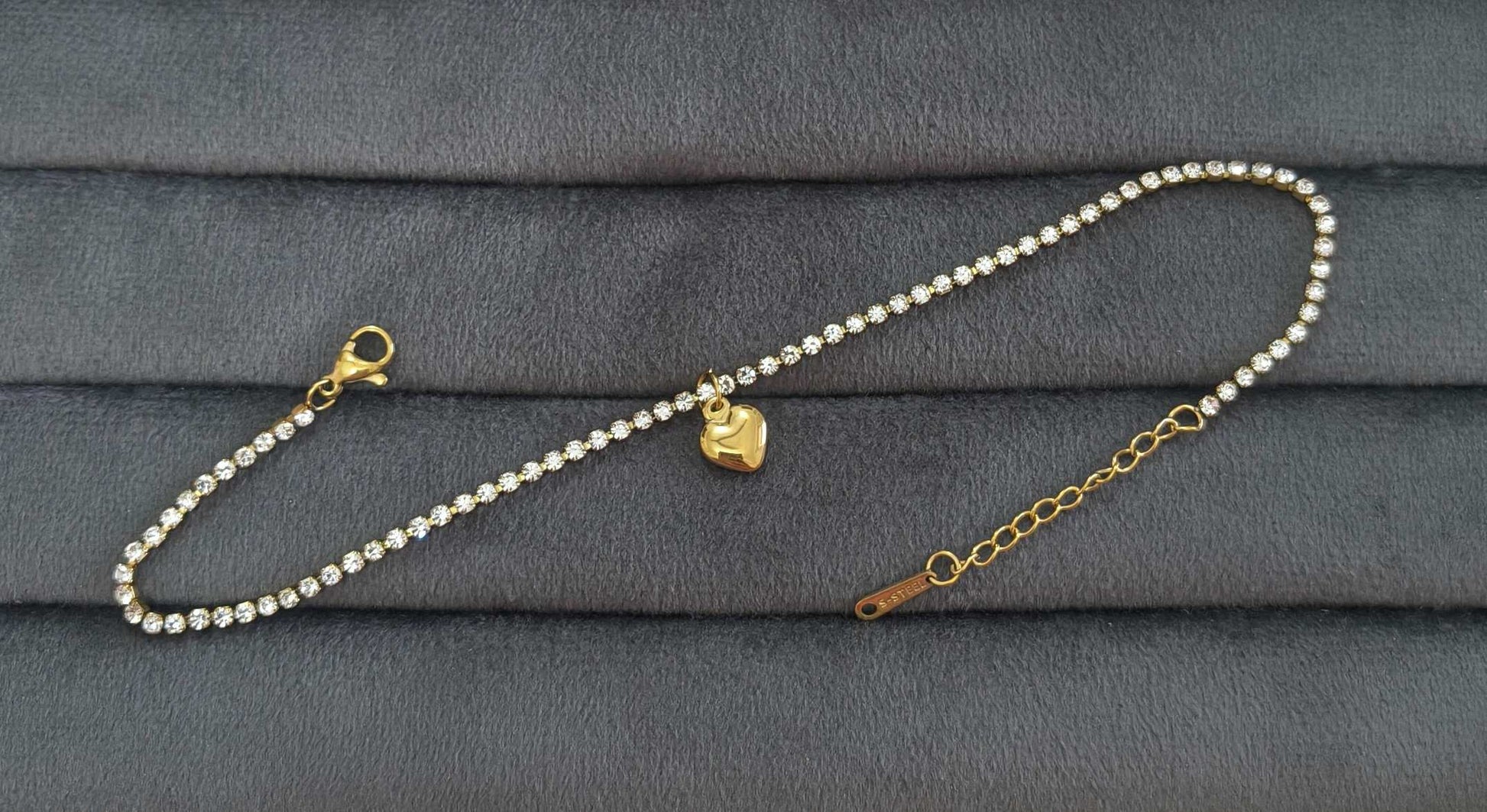 Anti Tarnish Anklet Crystal Tennis Anklet 18K Gold Plated