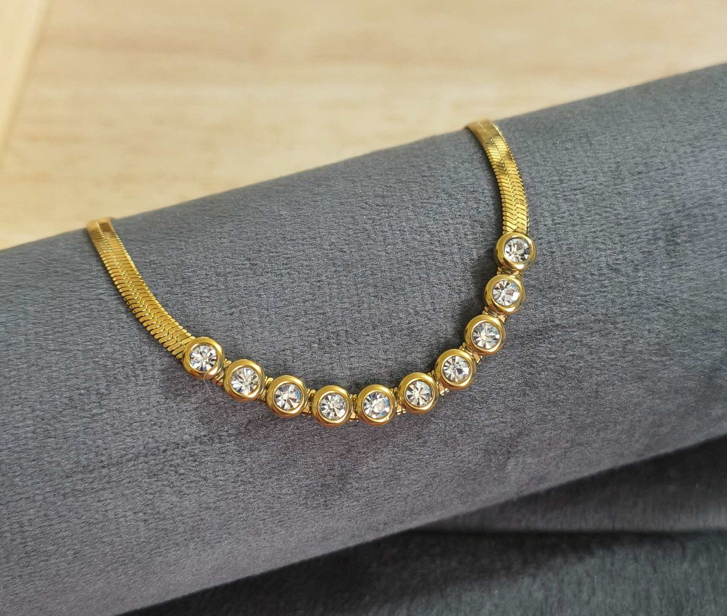 Anti Tarnish Anklet Solitaire Snake Chain 18K Gold Plated