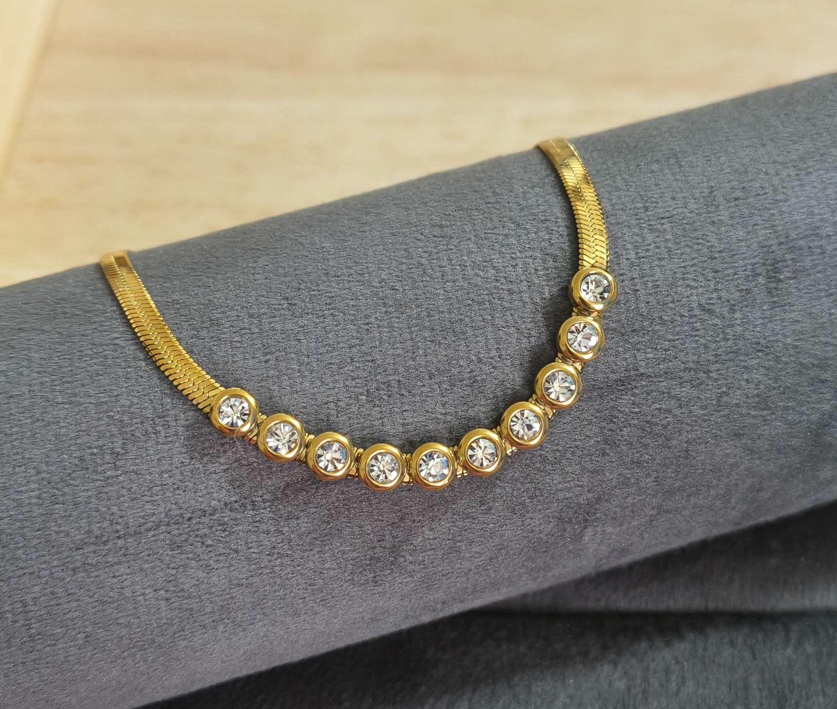 Anti Tarnish Anklet Solitaire Snake Chain 18K Gold Plated