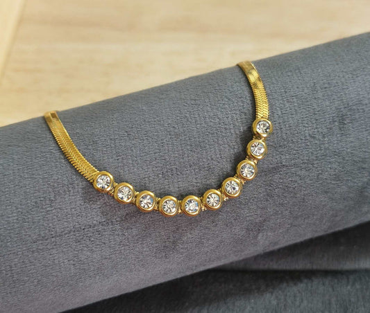 Anti Tarnish Anklet Solitaire Snake Chain 18K Gold Plated