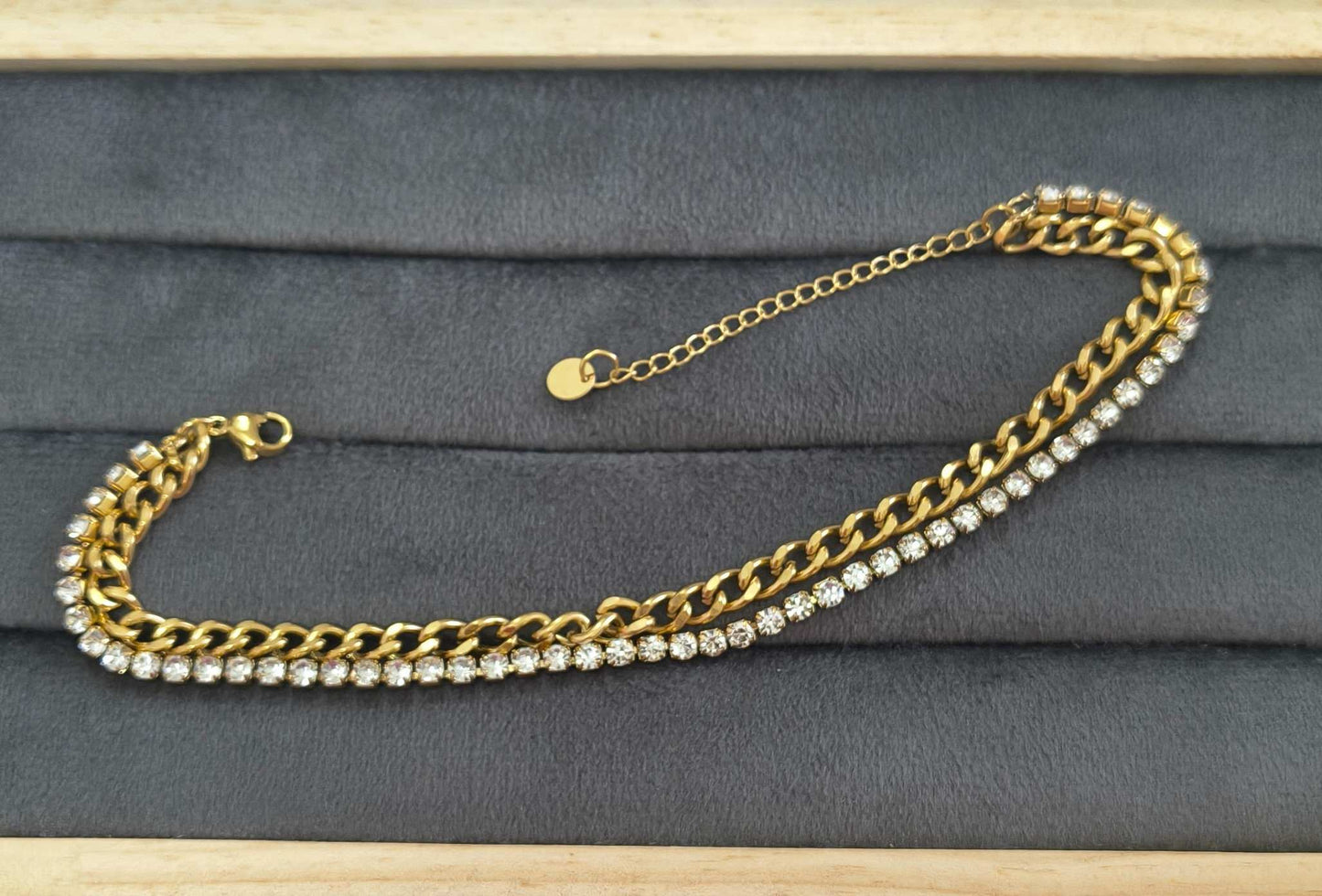 Anti Tarnish Anklet Tennis Cuban Anklet 18K Gold Plated