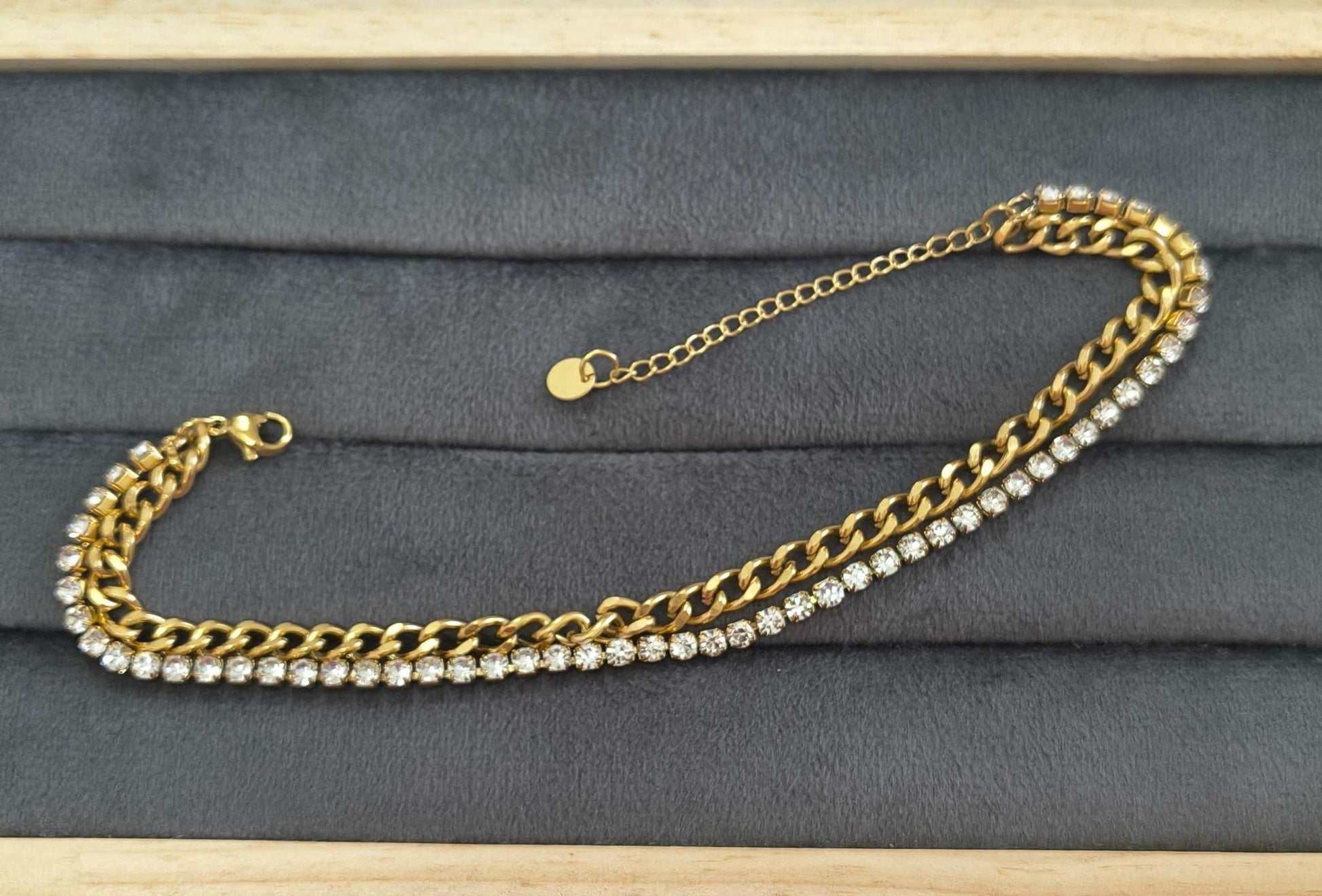 Anti Tarnish Anklet Tennis Cuban Anklet 18K Gold Plated