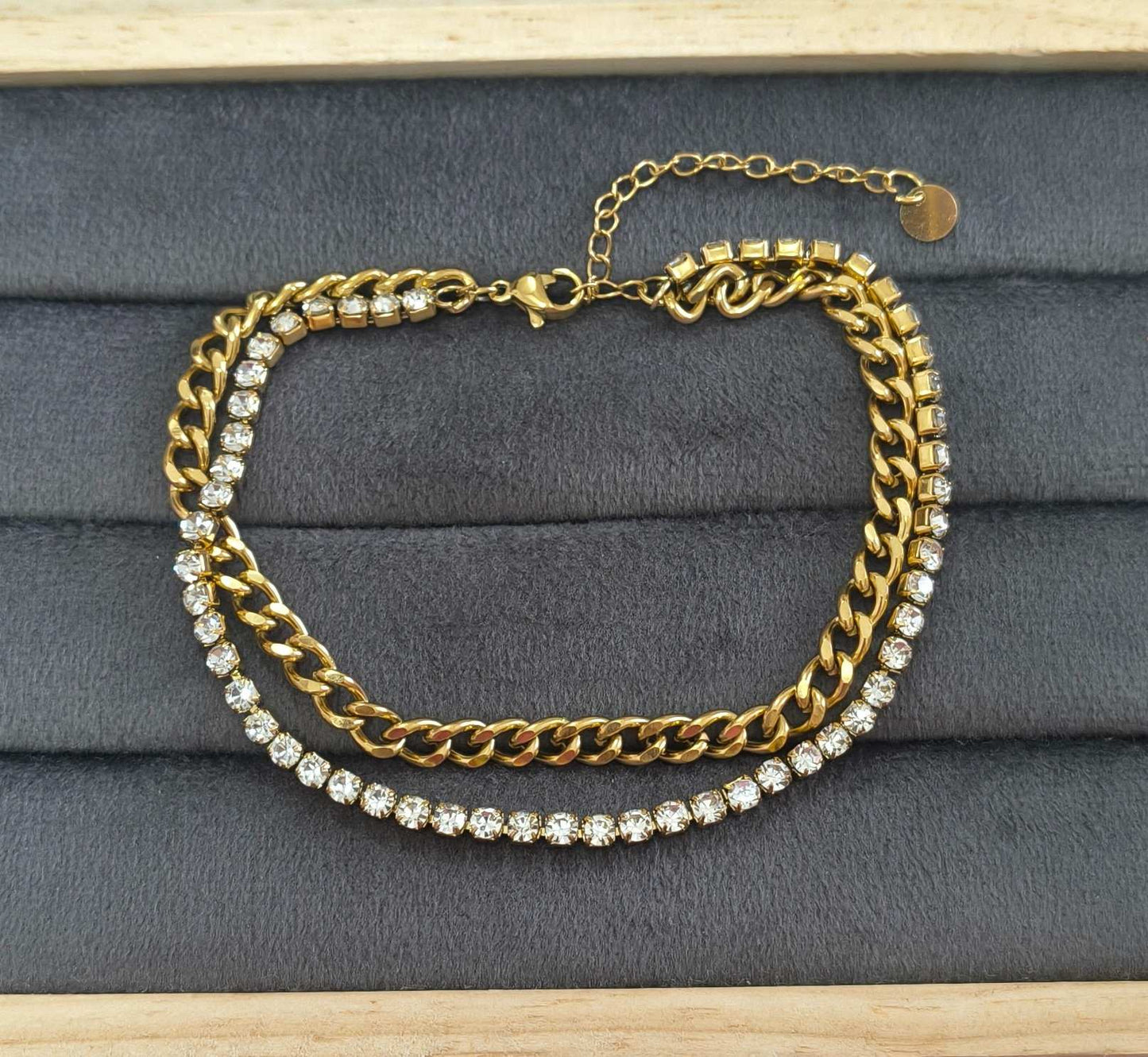 Anti Tarnish Anklet Tennis Cuban Anklet 18K Gold Plated