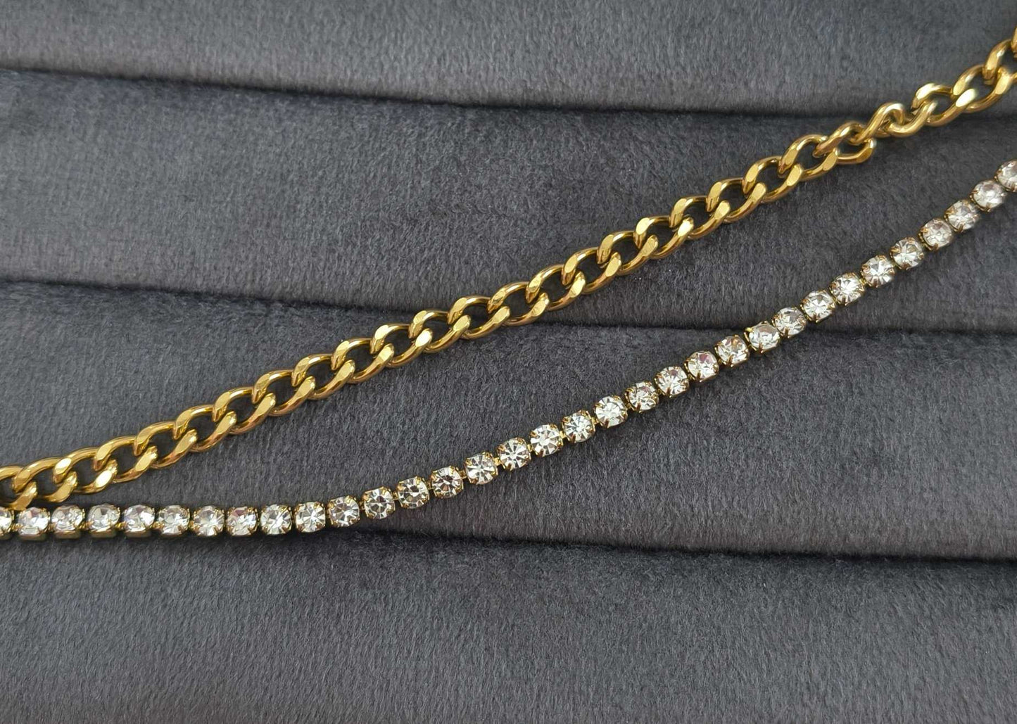 Anti Tarnish Anklet Tennis Cuban Anklet 18K Gold Plated