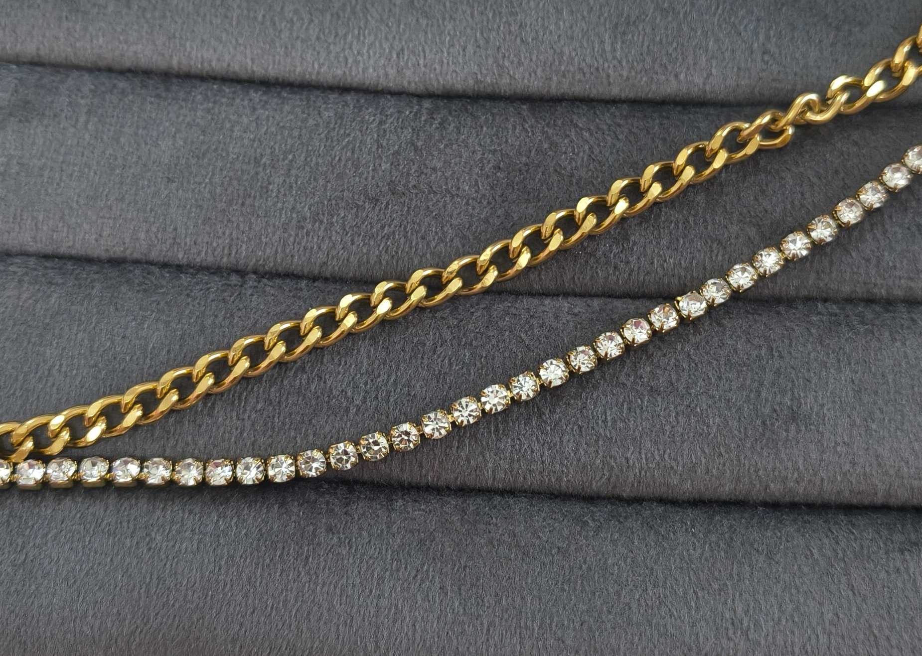Anti Tarnish Anklet Tennis Cuban Anklet 18K Gold Plated