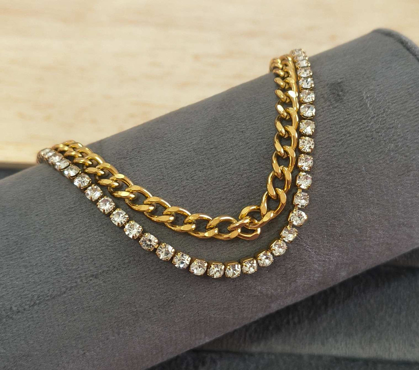 Anti Tarnish Anklet Tennis Cuban Anklet 18K Gold Plated