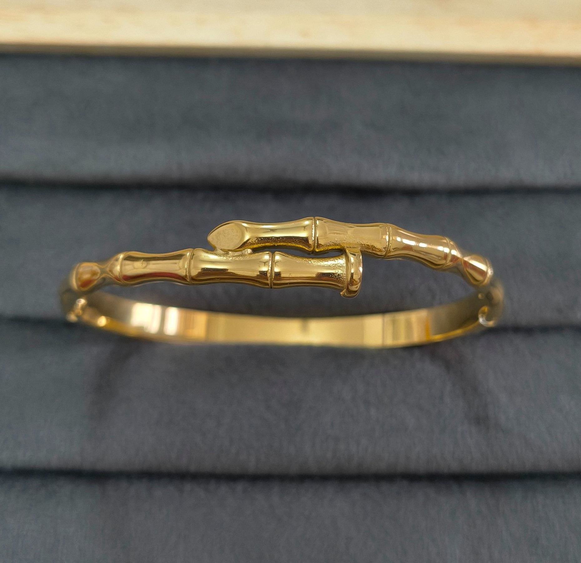 Anti Tarnish Bamboo Nail Bracelet 18K Gold Plated