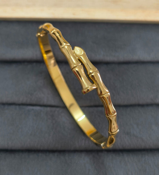 Anti Tarnish Bamboo Nail Bracelet 18K Gold Plated