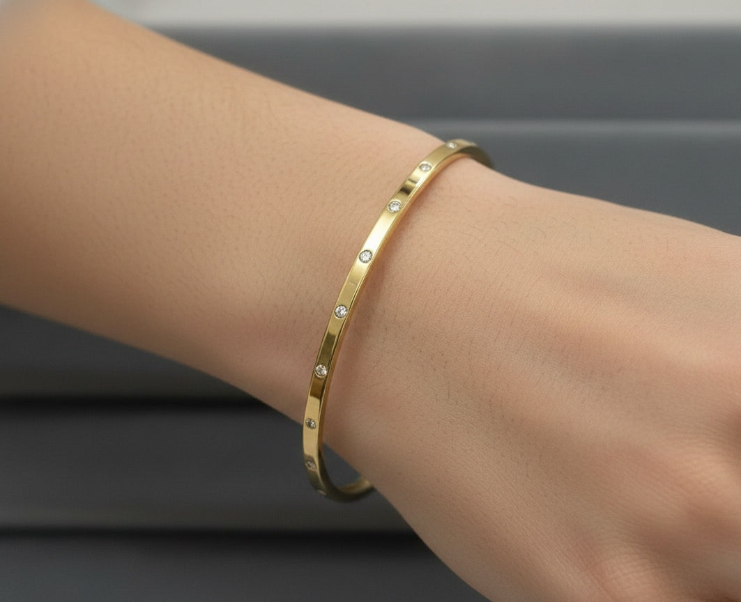 Anti Tarnish Bangle Babysize Diamond Studded 18K Gold Plated