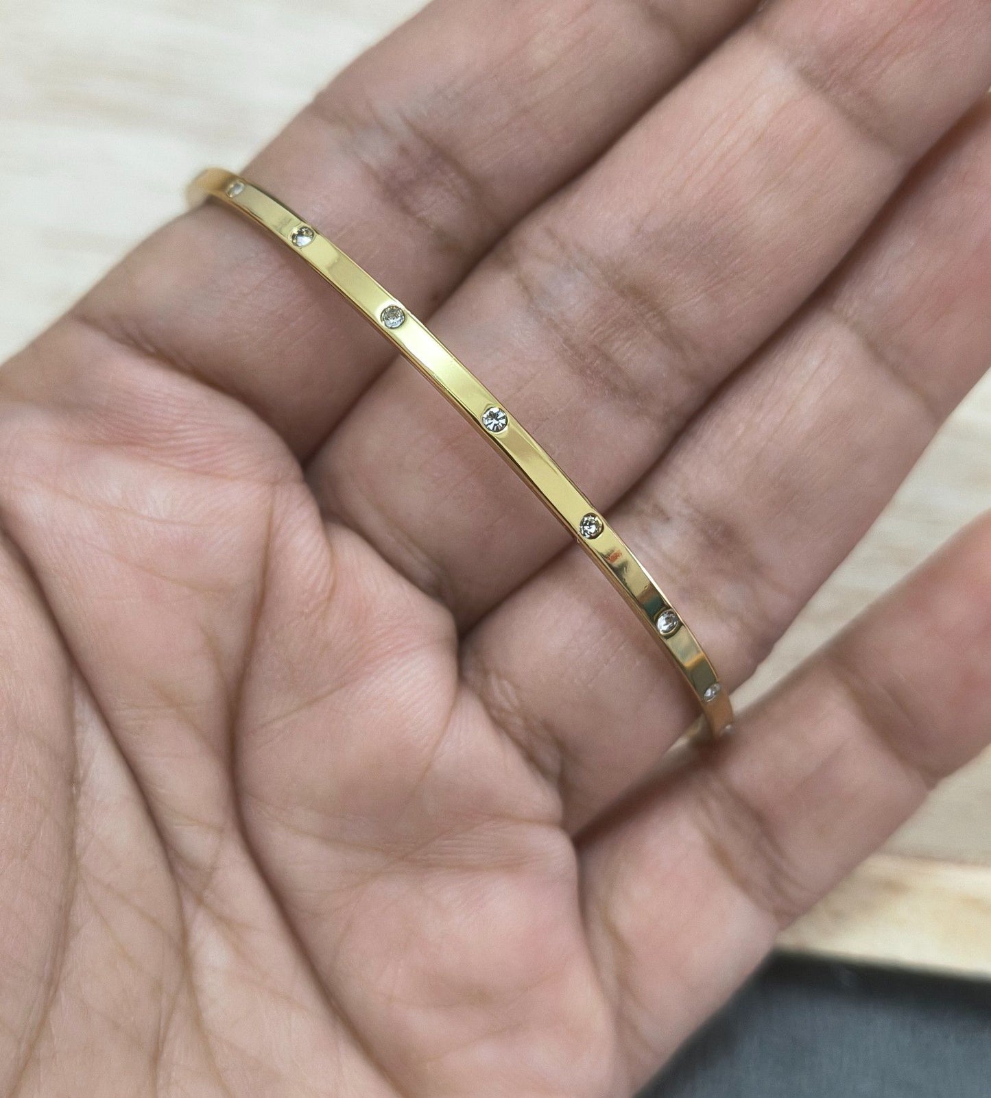 Anti Tarnish Bangle Babysize Diamond Studded 18K Gold Plated