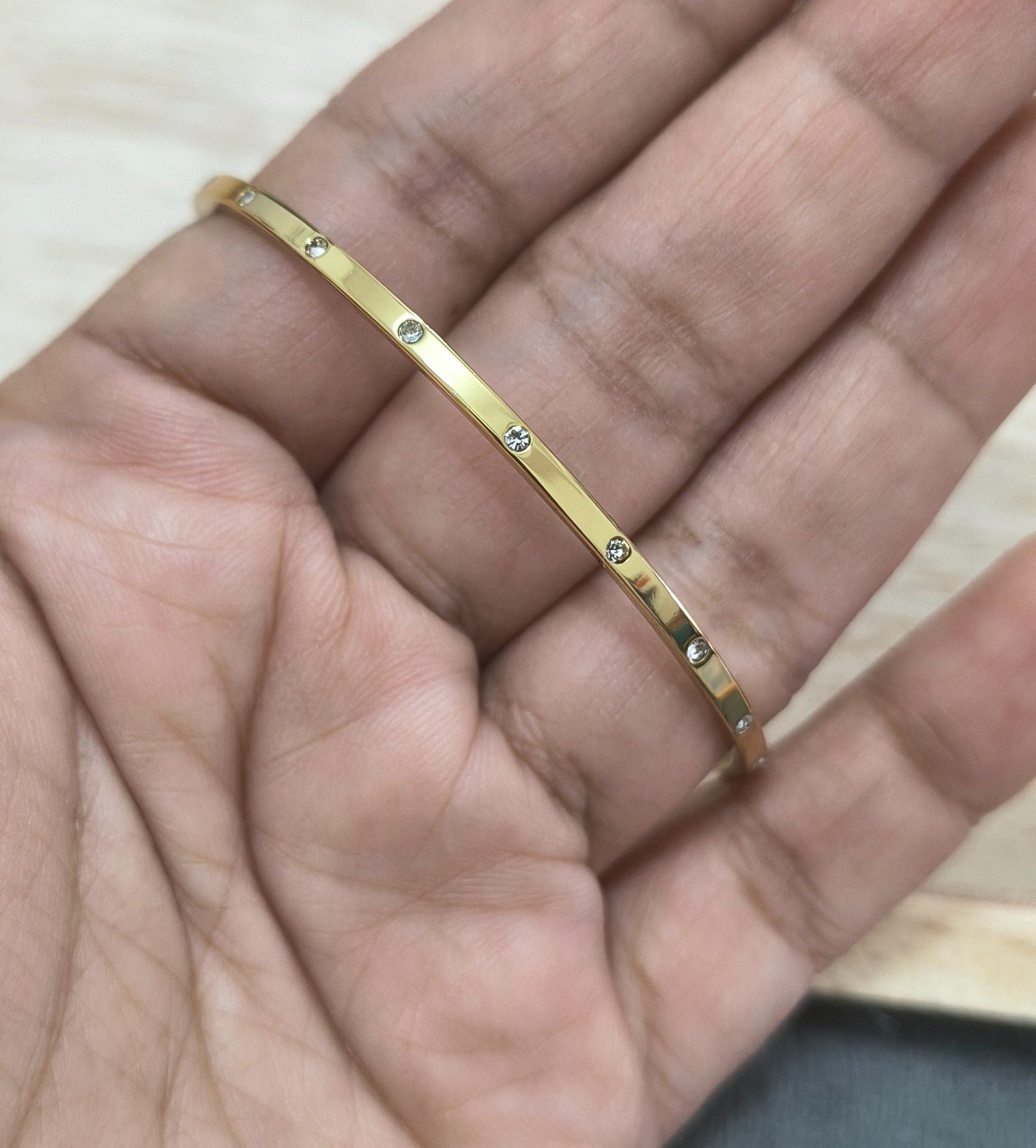 Anti Tarnish Bangle Babysize Diamond Studded 18K Gold Plated