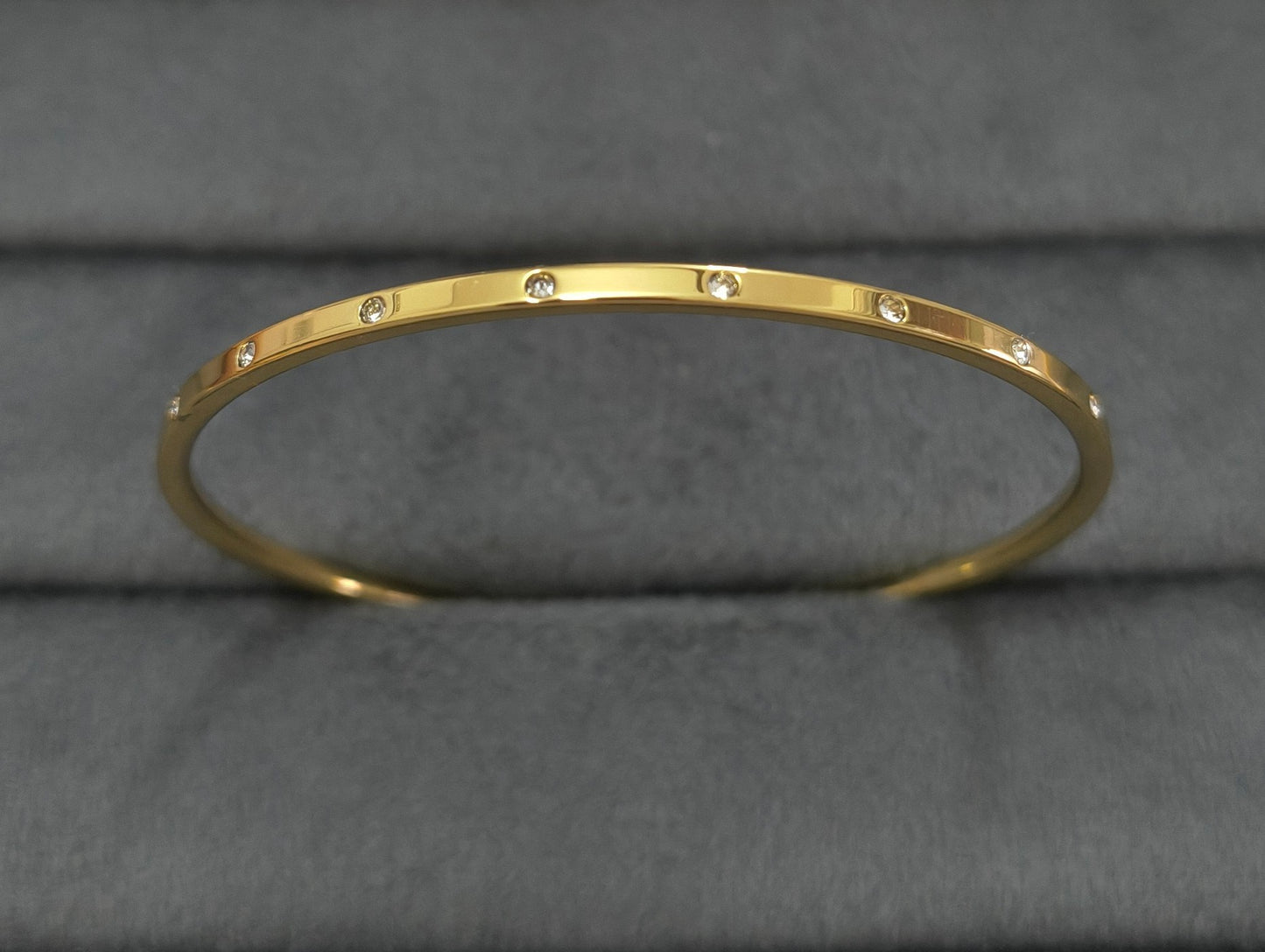 Anti Tarnish Bangle Diamond Studded Thin 18K Gold Plated