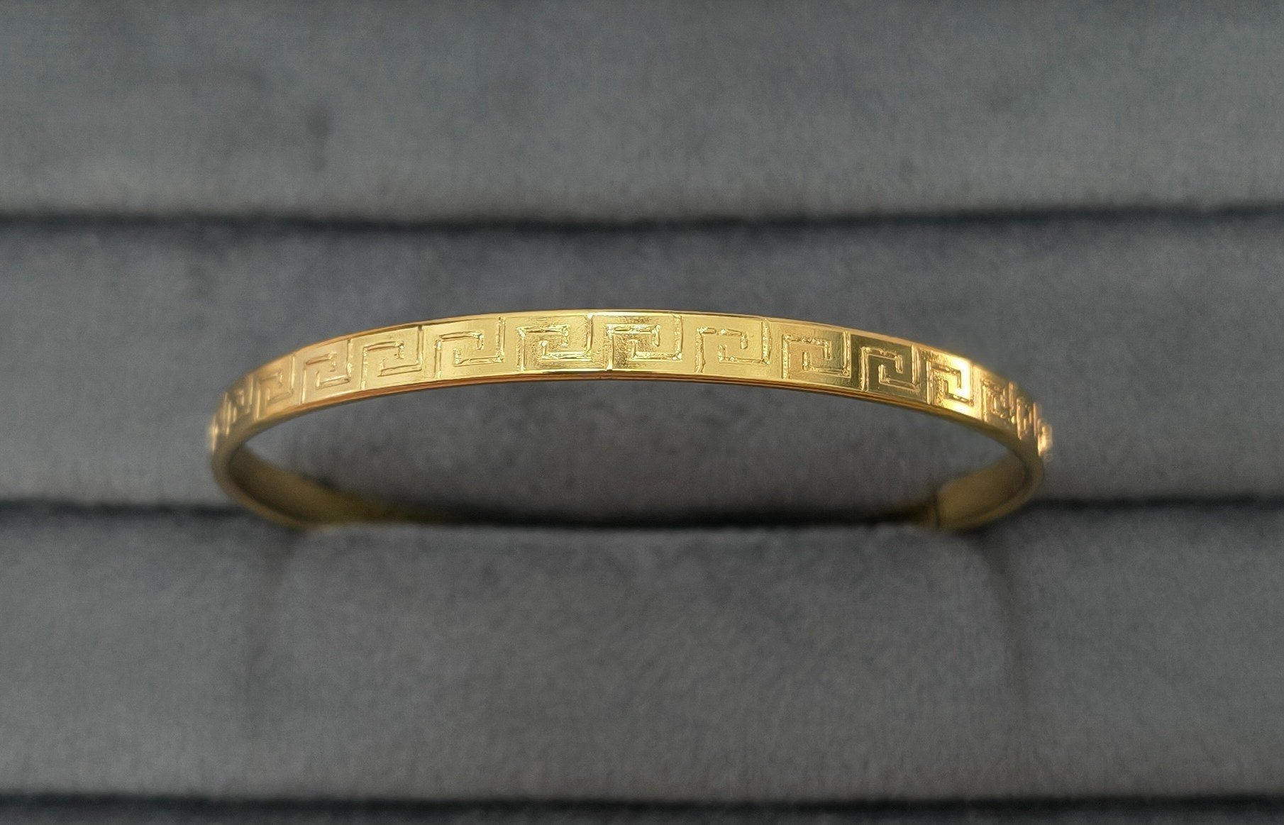 Anti Tarnish Bangle Greek Pattern 18K Gold Plated