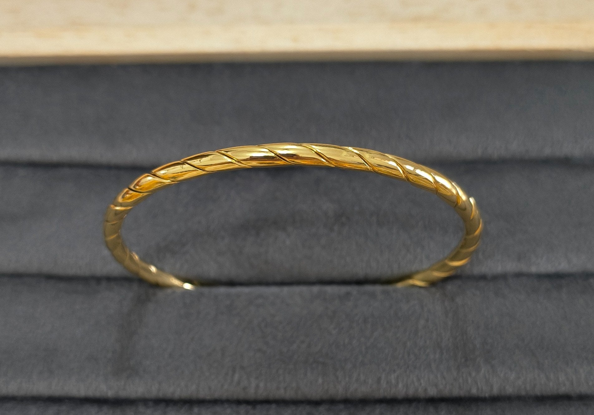 Anti Tarnish Bangle Luxe Twisted Rope 18K Gold Plated