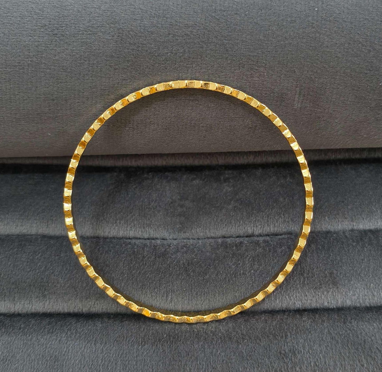 Anti Tarnish Bangle Scalloped Wave Design 18K Gold Plated