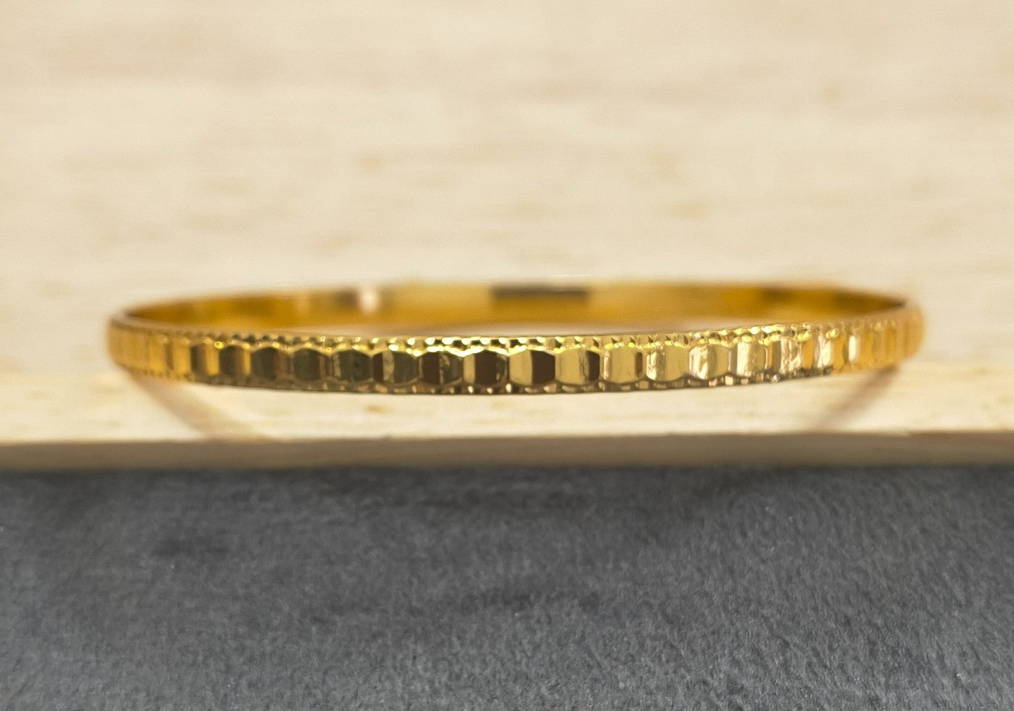 Anti Tarnish Bangle Square Chain Print 18K Gold Plated