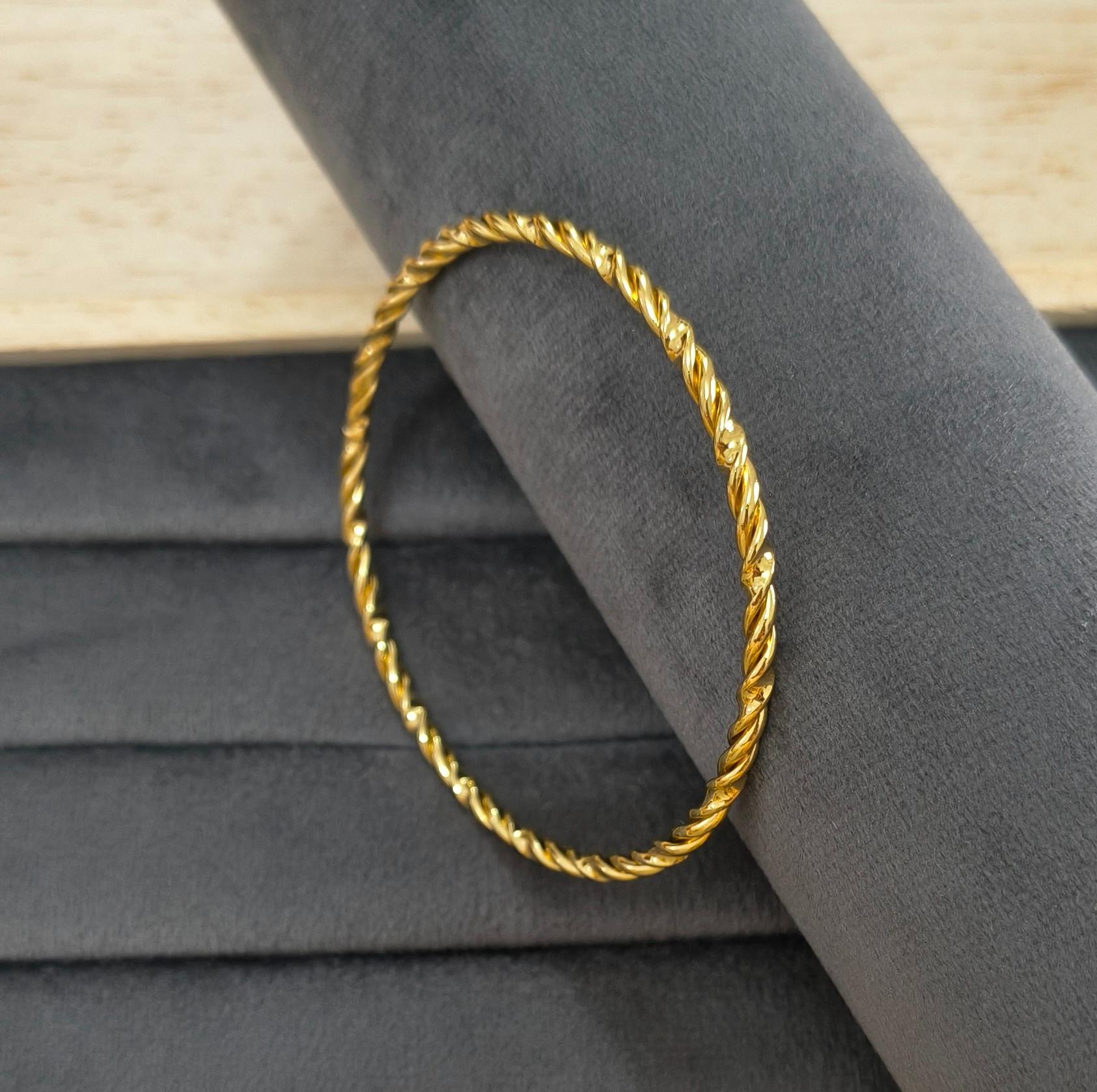 Anti Tarnish Bangle Twisted Rope Design 18K Gold Plated