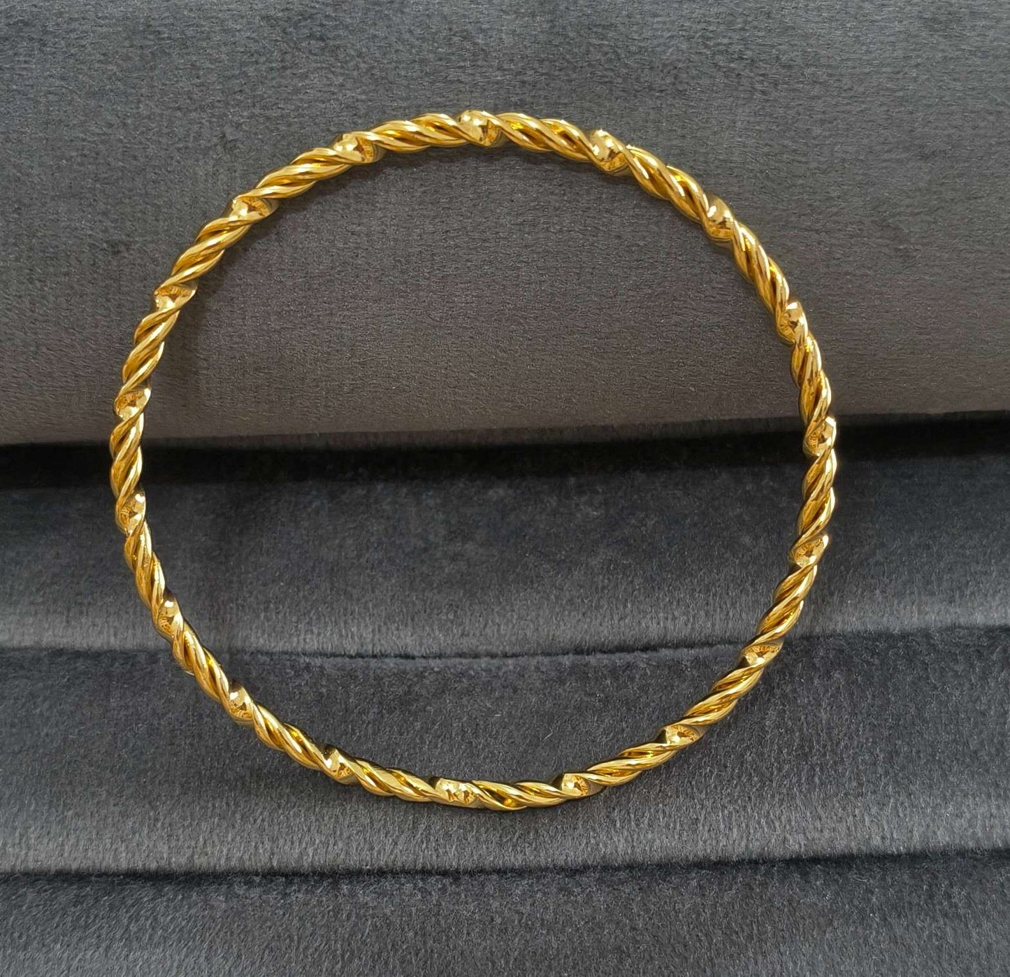 Anti Tarnish Bangle Twisted Rope Design 18K Gold Plated