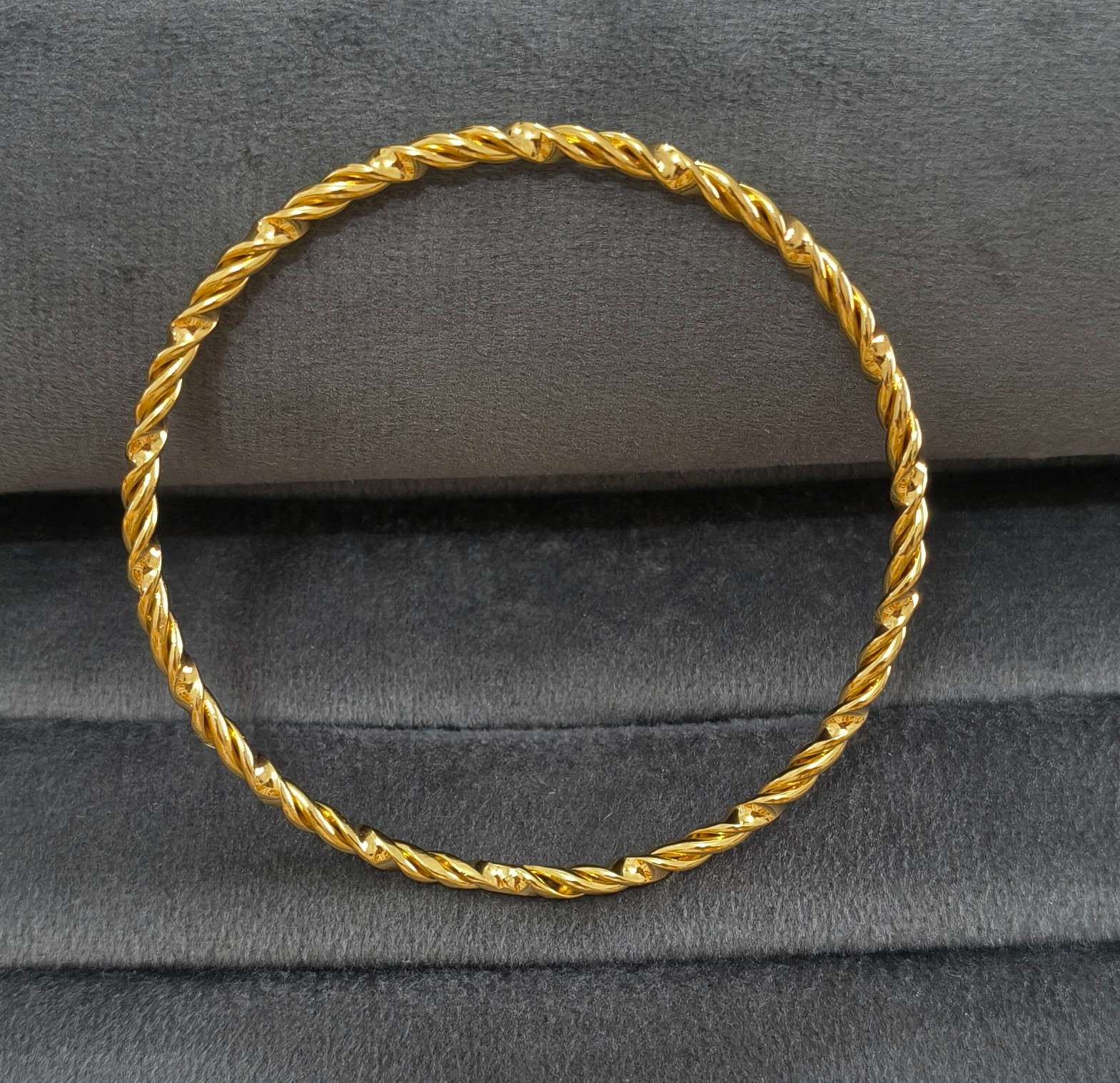 Anti Tarnish Bangle Twisted Rope Design 18K Gold Plated
