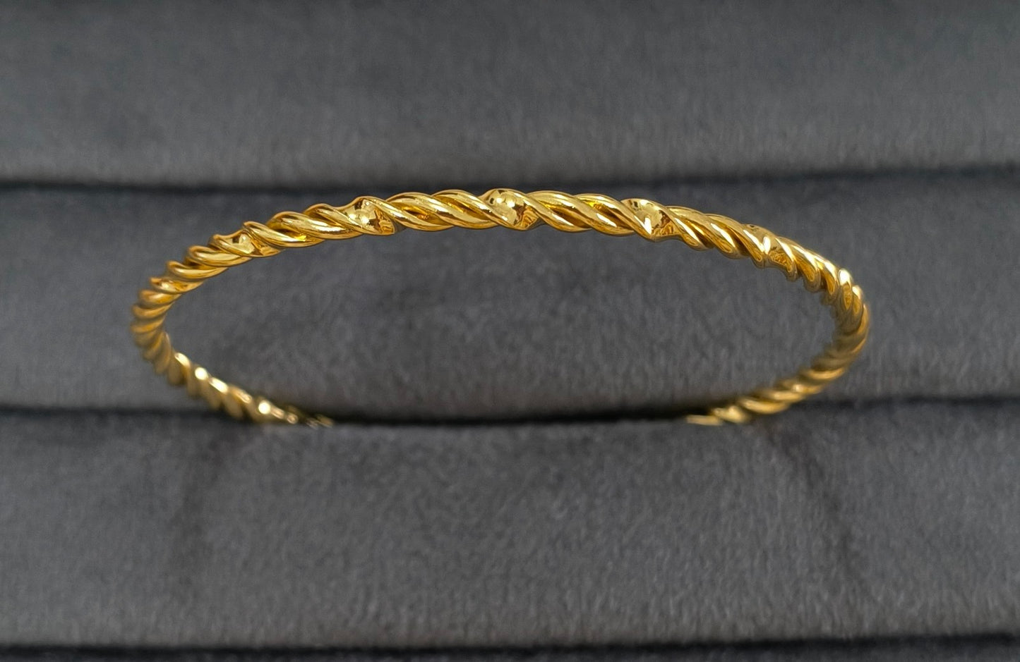 Anti Tarnish Bangle Twisted Rope Design 18K Gold Plated