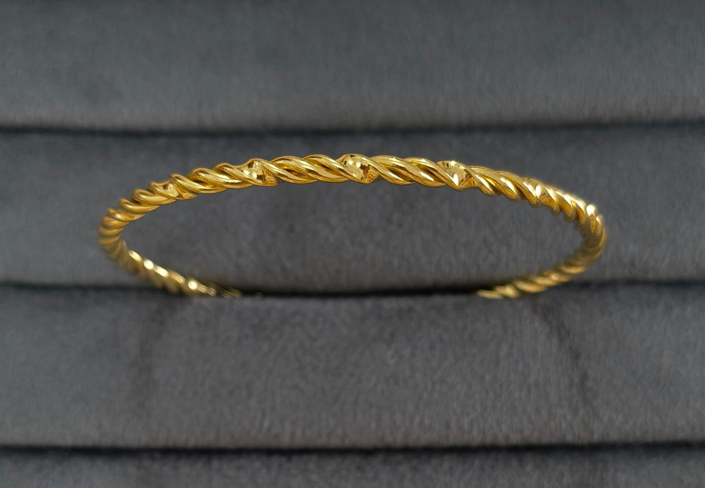 Anti Tarnish Bangle Twisted Rope Design 18K Gold Plated