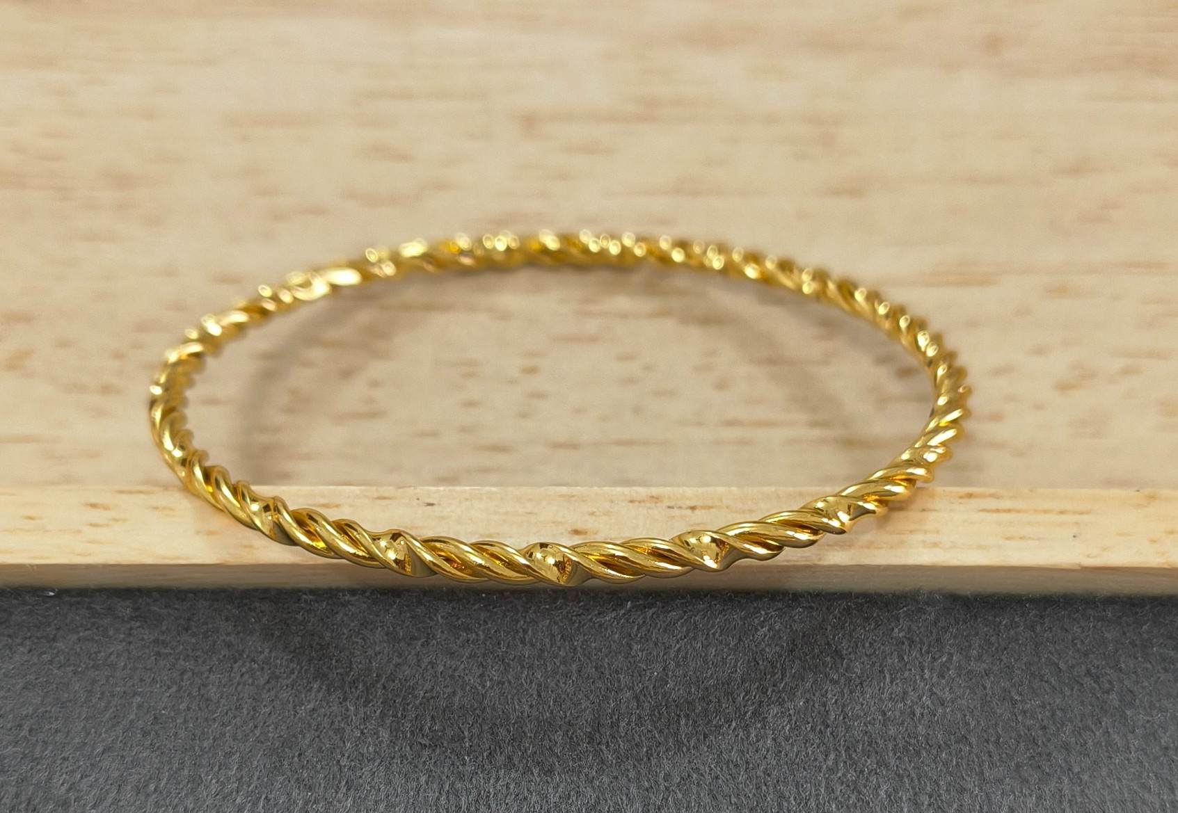 Anti Tarnish Bangle Twisted Rope Design 18K Gold Plated