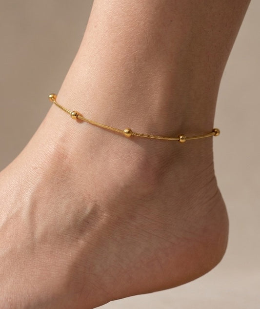 Anti Tarnish Bead Chain Bracelet/Anklet 18K Gold Plated