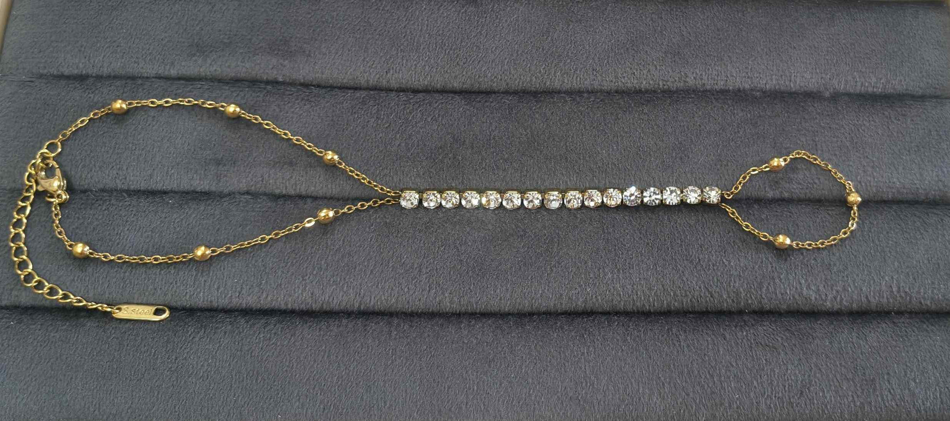 Anti Tarnish Bead Tennis Hand Chain Bracelet 18K Gold Plated