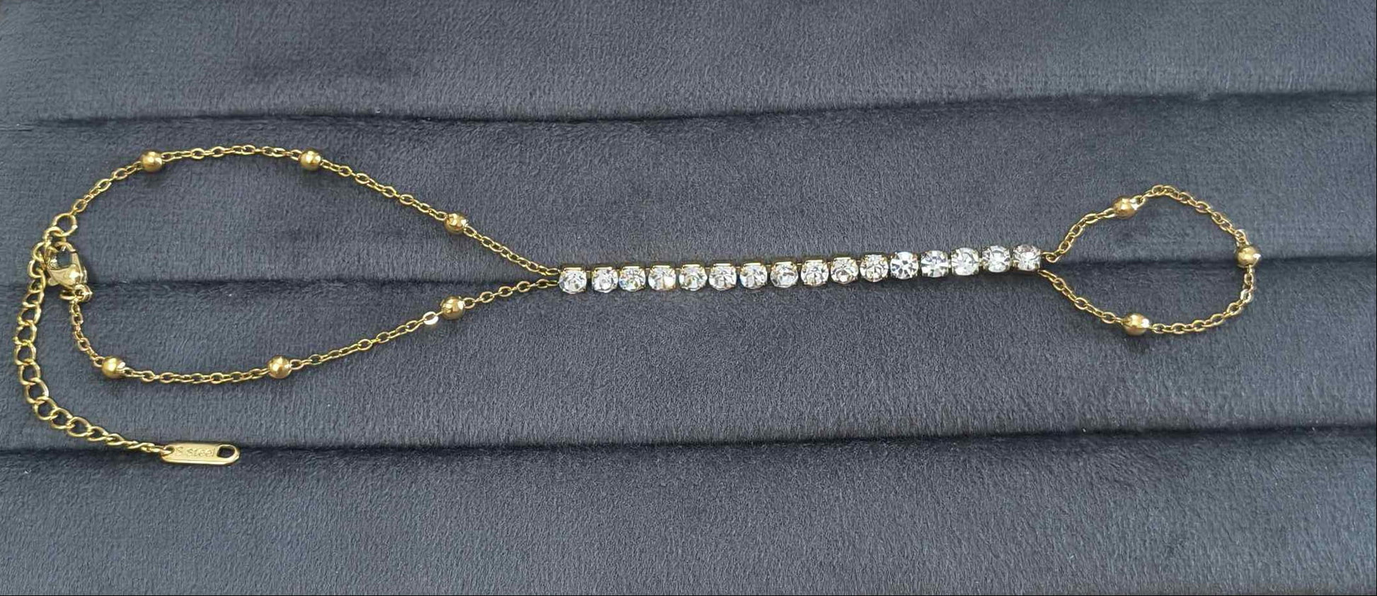 Anti Tarnish Bead Tennis Hand Chain Bracelet 18K Gold Plated