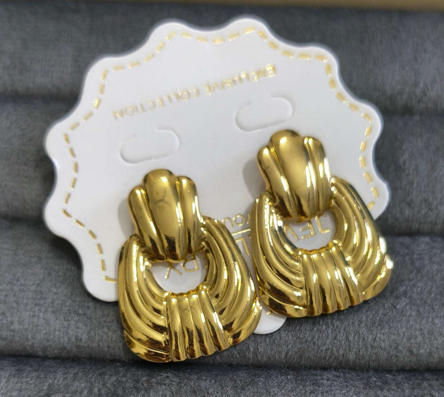 Anti Tarnish Bold Drop Design Stud Earrings 18K Gold Plated