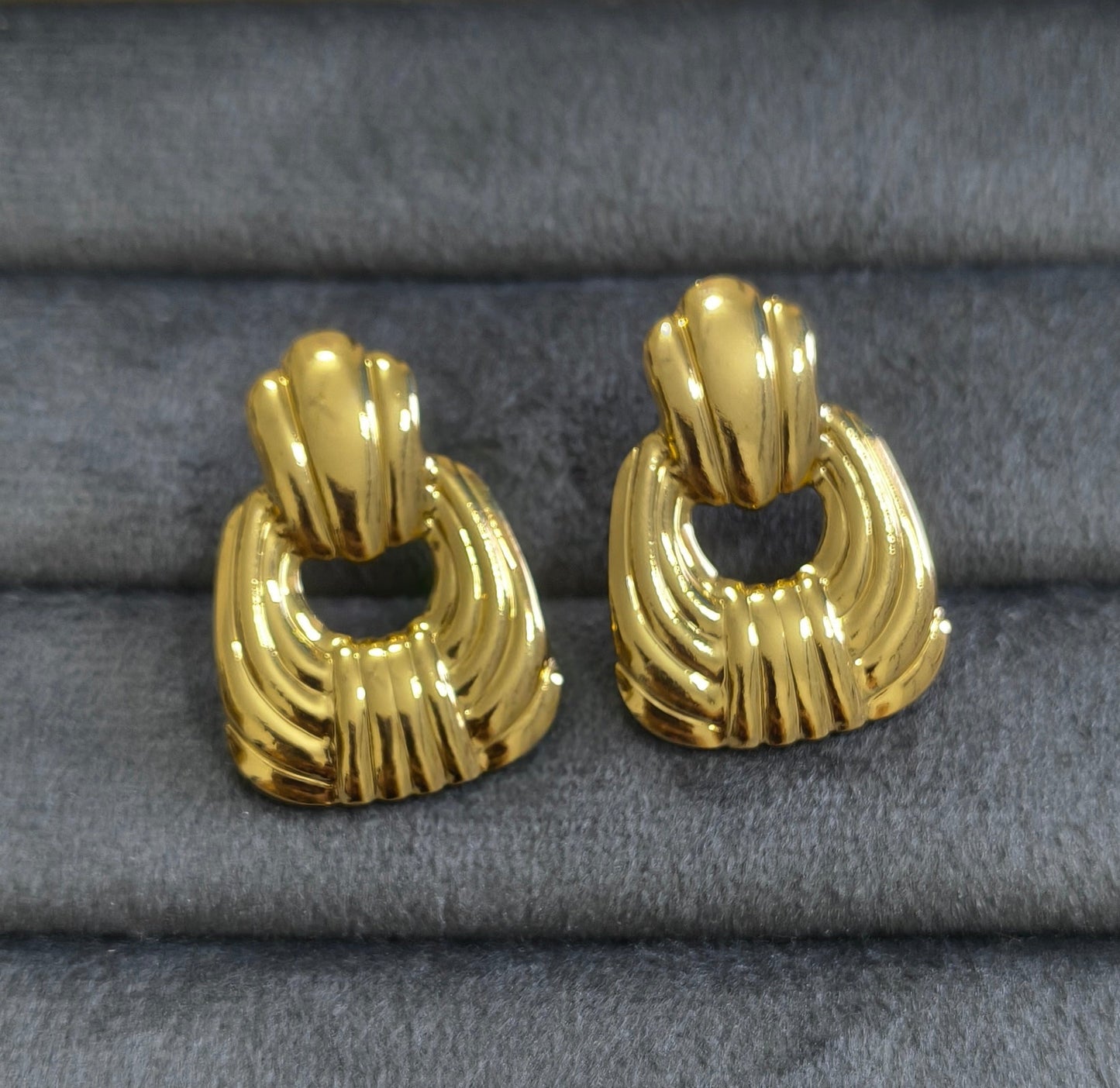 Anti Tarnish Bold Drop Design Stud Earrings 18K Gold Plated