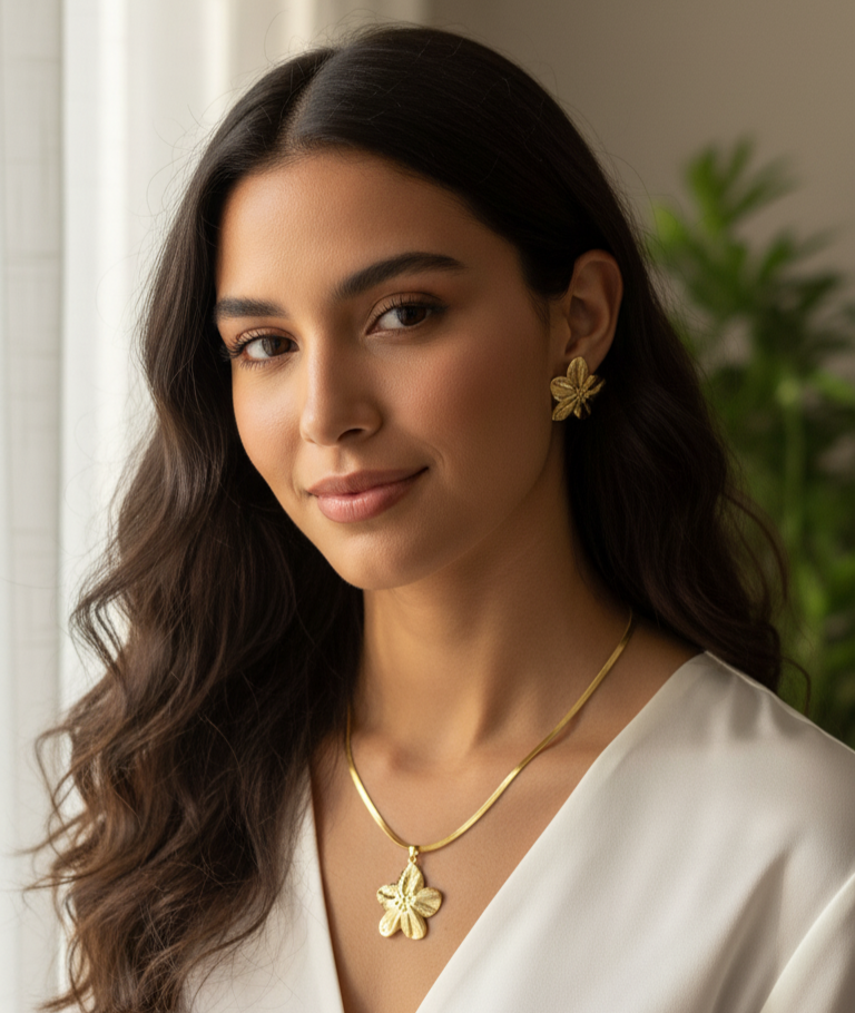Anti Tarnish Bold Floral Combo Set 18K Gold Plated